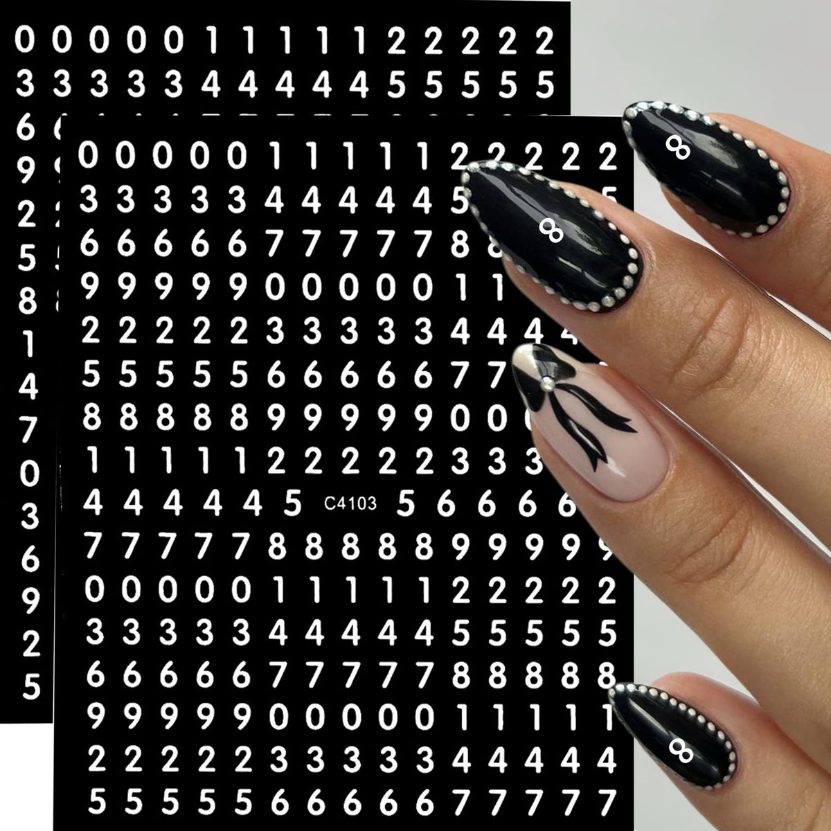 12 Sheets Numbers Nail Stickers 3DSelf-Adhesive Number Nail Decals Gold Silver Laser Silver Nail Art Stickers Laser Gold Black White Number Characters Nail Design Number Nail Supplies for Women DIY
