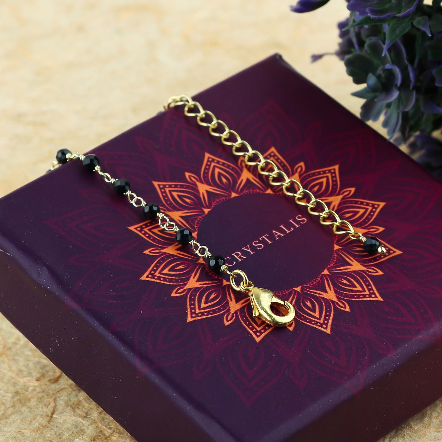 JOR Natural Blue Sapphire Beaded Rosary Anklet, Handmade Craft, Anklet Beads Bracelet, Chakra Healing Anklet, Gemstone Women Jewelry, Dainty Gold Plated Anklet 9 inch + 2 inch (1pcs)
