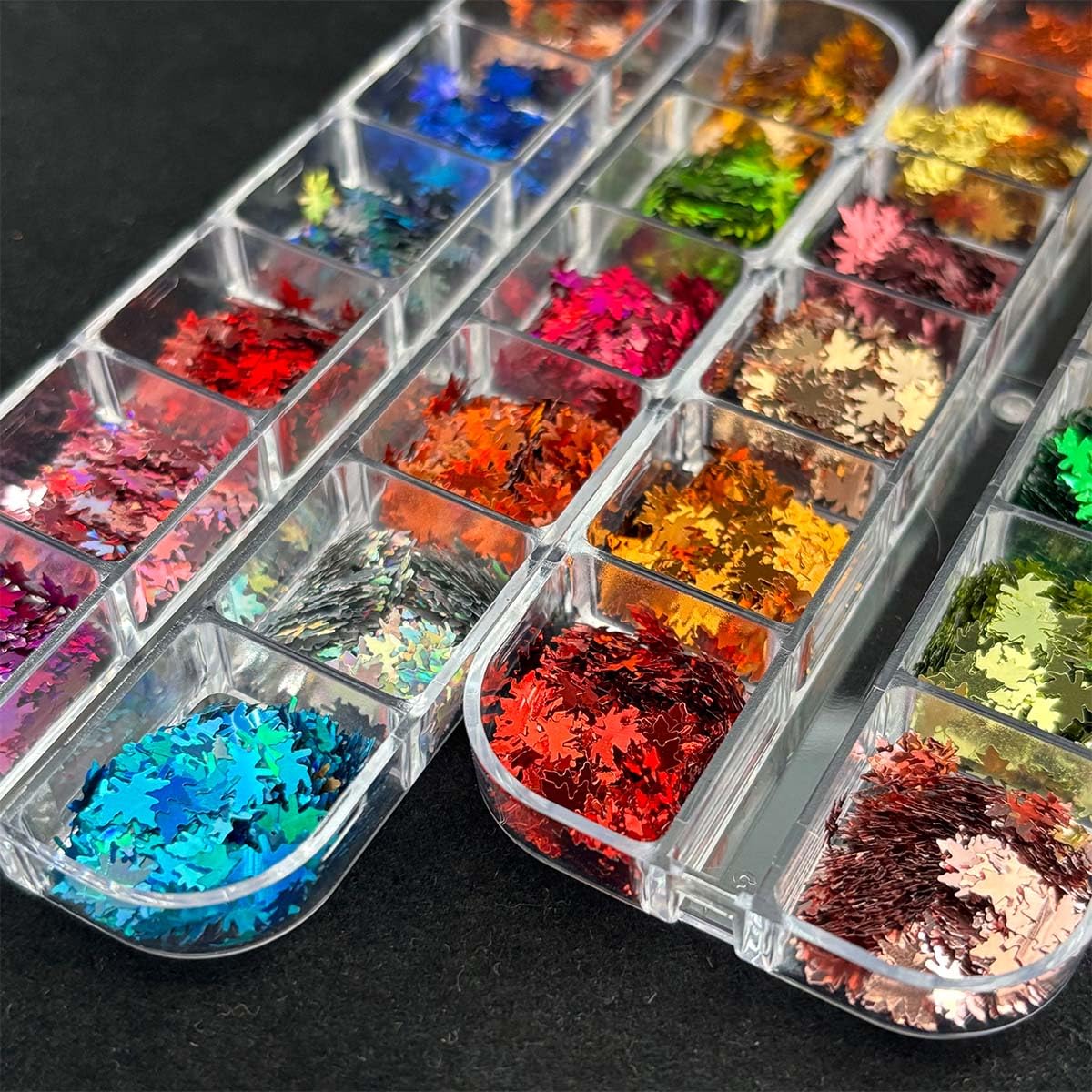 Maple Leaf Nail Sequins 3D Holographic Fall Leaves Glitters Flakes Autumn Nail Art Glitter Sequins Acrylic Nails Supplies Accessories Laser Maple Leaves Flakes for Women DIY Thanksgiving Decoration