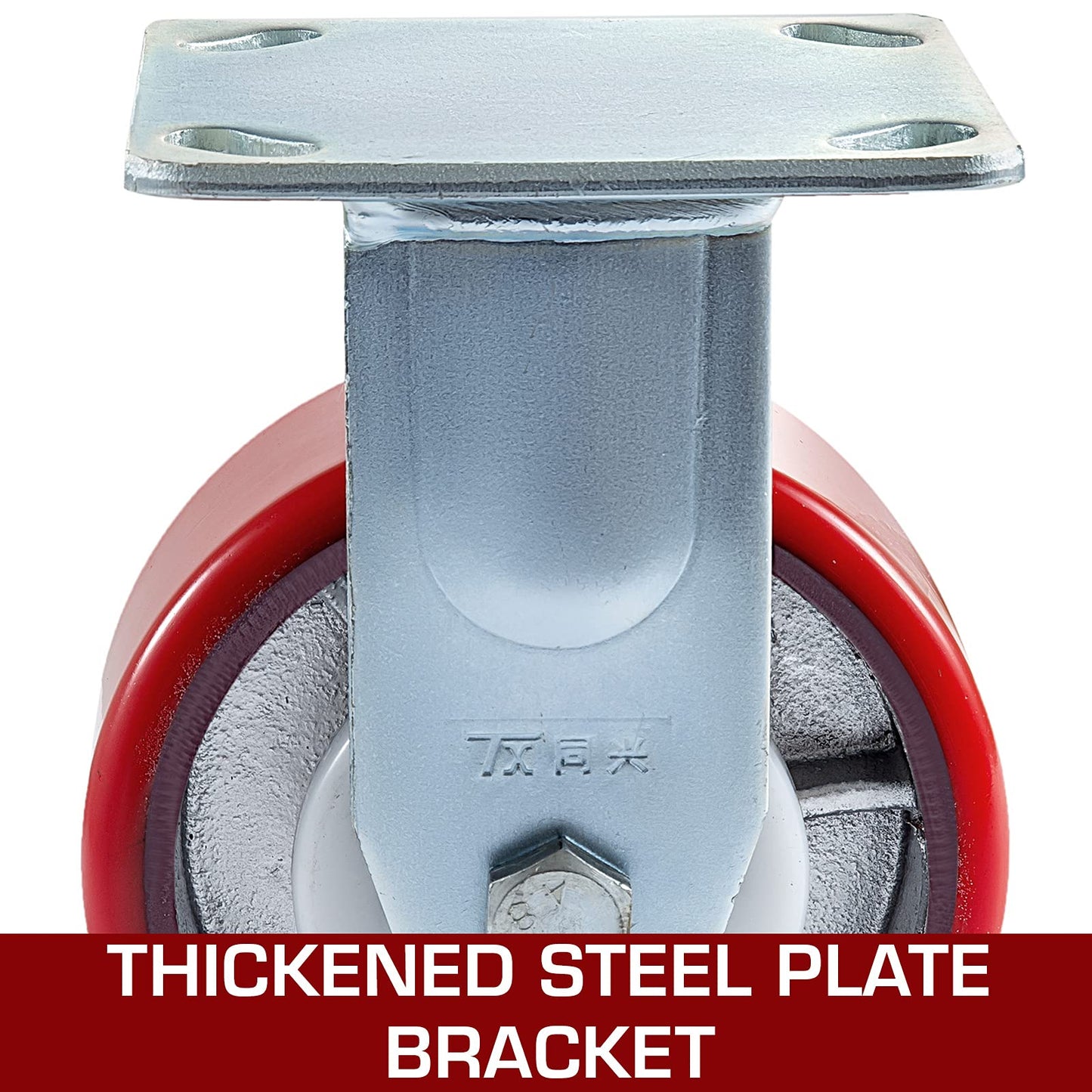 VEVOR Caster Wheels Set of 4, 6" Heavy Duty Casters (2 Rigid and 2 Swivel Casters with Side Brake) Polyurethane Iron Core Plate 4000LBS Capacity"