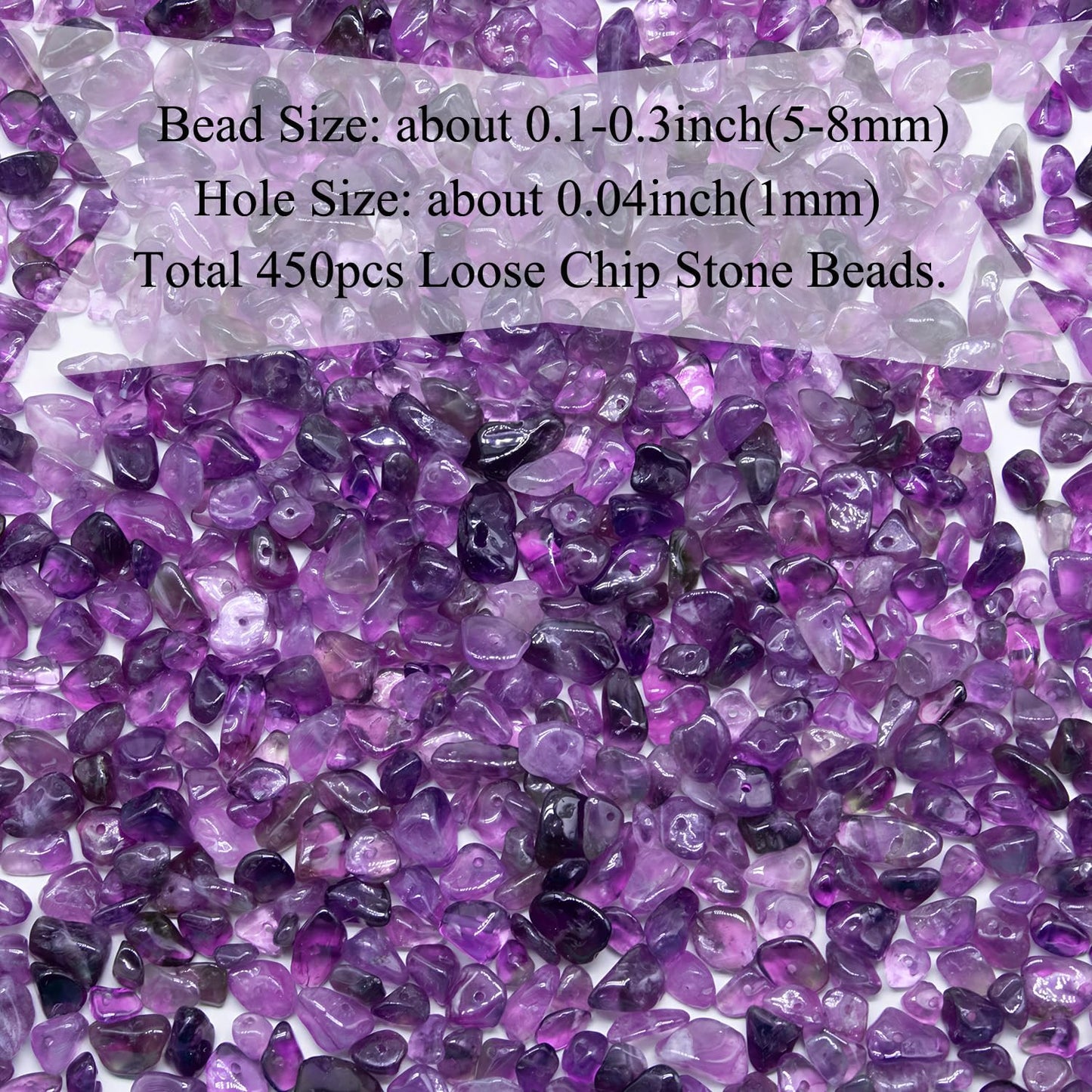 Natural Chip Stone Beads 450pcs Amethyst Chips 5-8mm Genuine Real Irregular Healing Crystal Rocks Hole Drilled DIY Loose Gemstone Beads for Jewelry Making Bracelet Earrings Necklace Crafting
