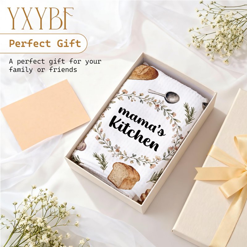 YXYBF Mama Gifts Hand Dish Tea Towels for Kitchen Bakery Decor 16x24 Inches, Mom Gifts for Birthday from Daughter Son, Mama's Baking Kitchen Towels Decorative