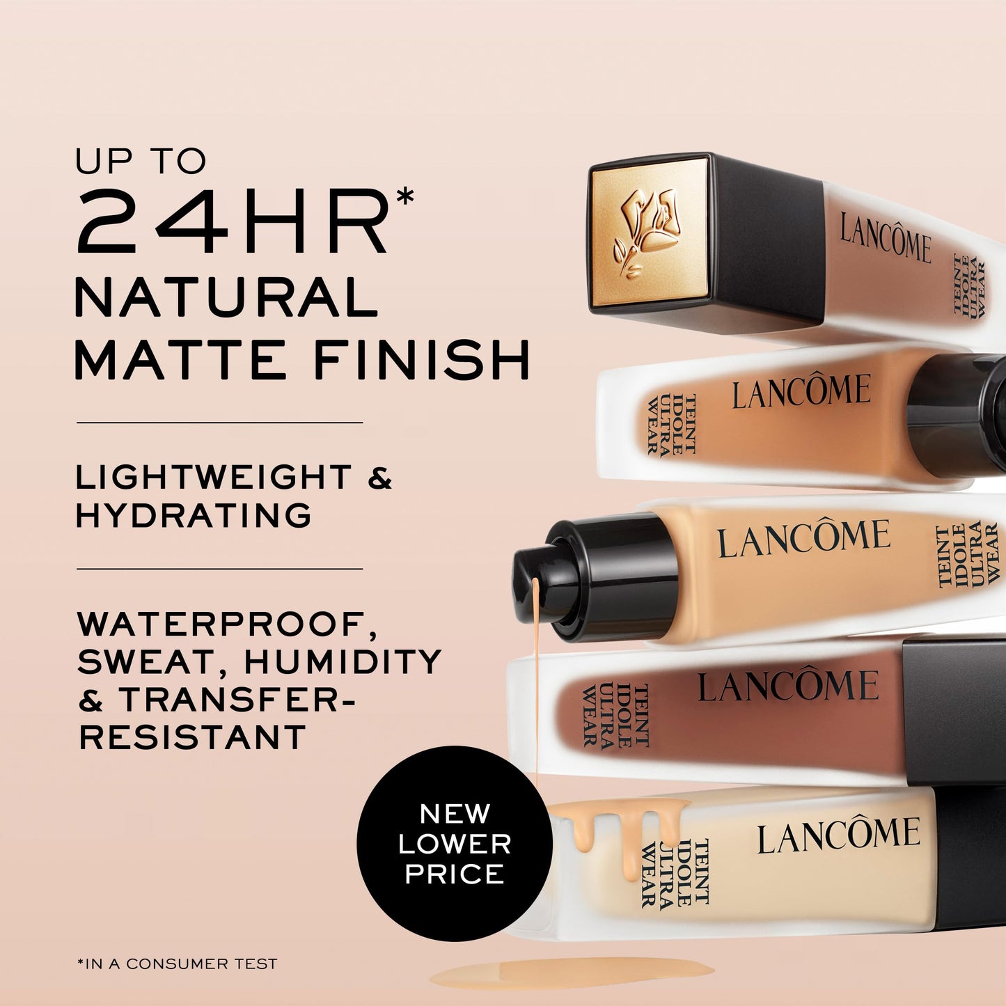 Lancôme Teint Idole Ultra Wear Natural Matte Foundation- Longwear, Medium-Full Coverage, Natural Finish, Waterproof & Hydrating - 110C (Fair Skin with Cool/Pinky Undertones), 1 Fl Oz