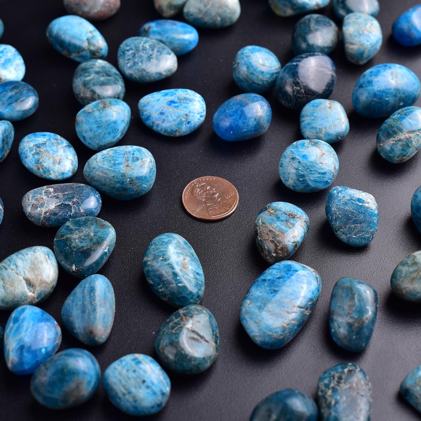 SigMntun Blue Apatite Healing Crystal Stone Set - 24 Pieces, 0.6" Natural & Polished Stones for Healing, Meditation, Reiki, Chakra, Crafting & Decoration