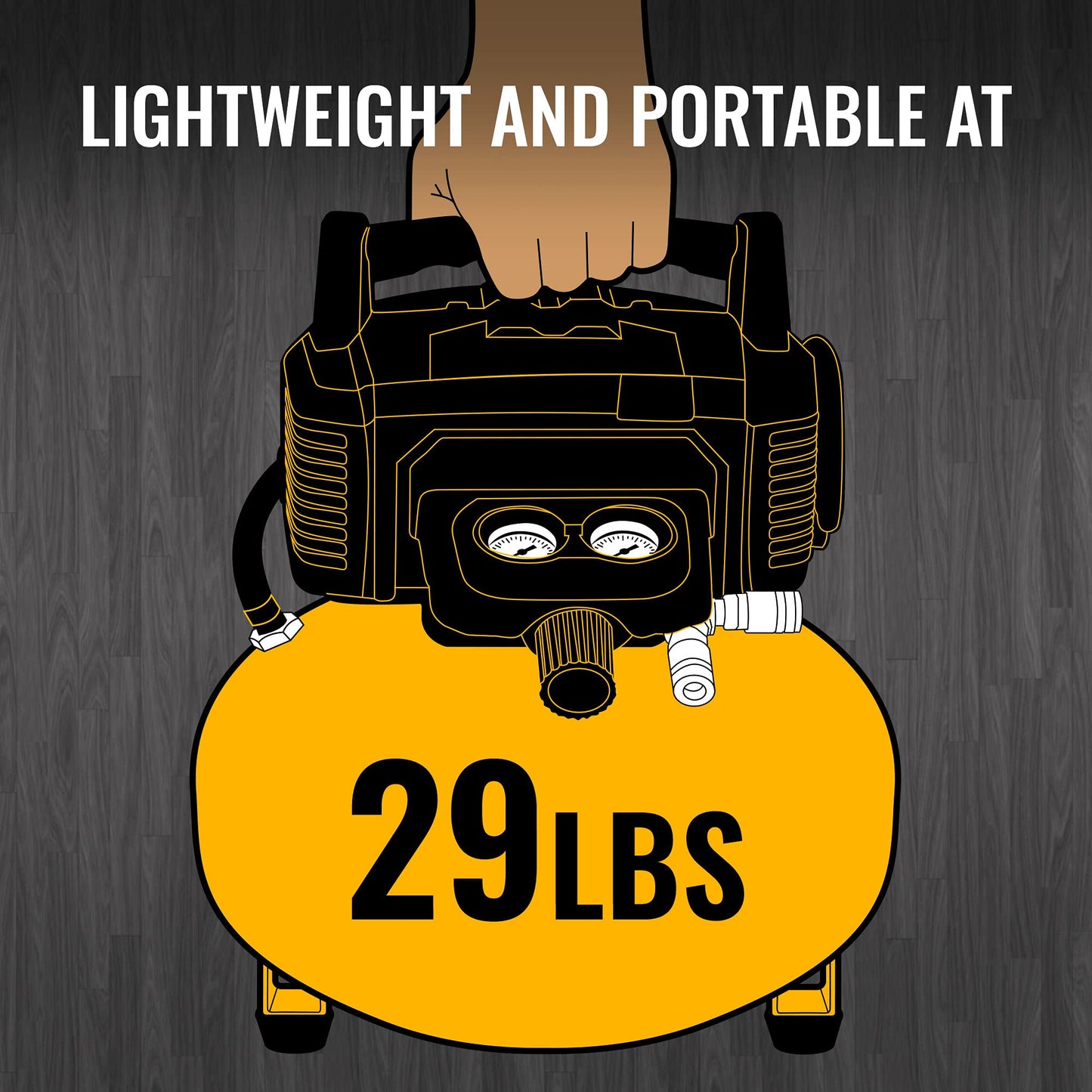Bostitch 6 Gallon Pancake Air Compressor & 13 Piece Accessory Kit: Air Hose, Blow Gun and Adapter, Blow Chuck, Tire Gauge, Rubber Blow Gun Nozzle, Inflation Needle, and Male Quick Connect Plug