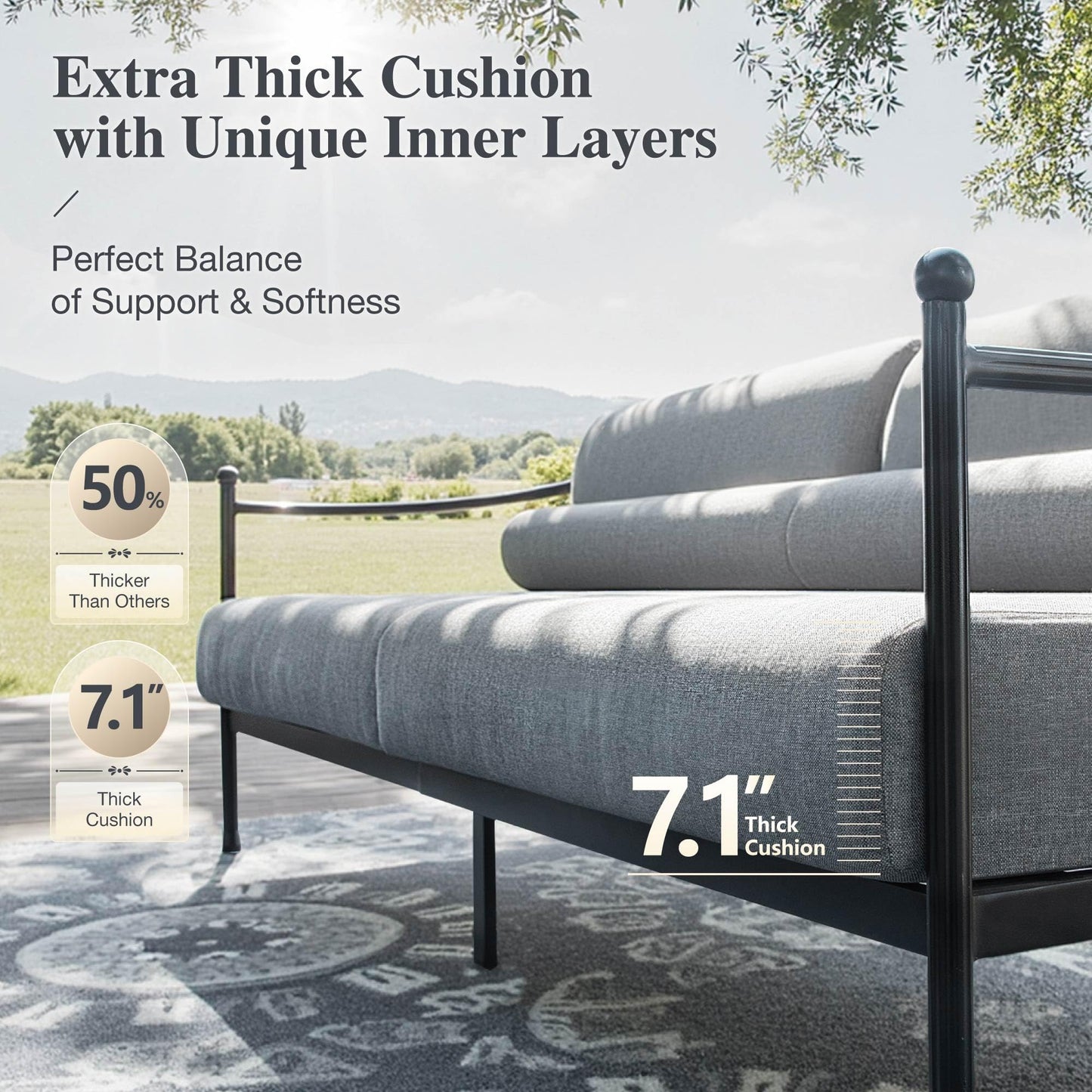 HERA'S HOUSE Patio Furniture Set, All Weather 5 Pieces Metal Outdoor Conversation Set with Sofa,Chairs and Coffee Table for Lawn, Garden, Backyard, Modern Outdoor Conversation Set for Deck