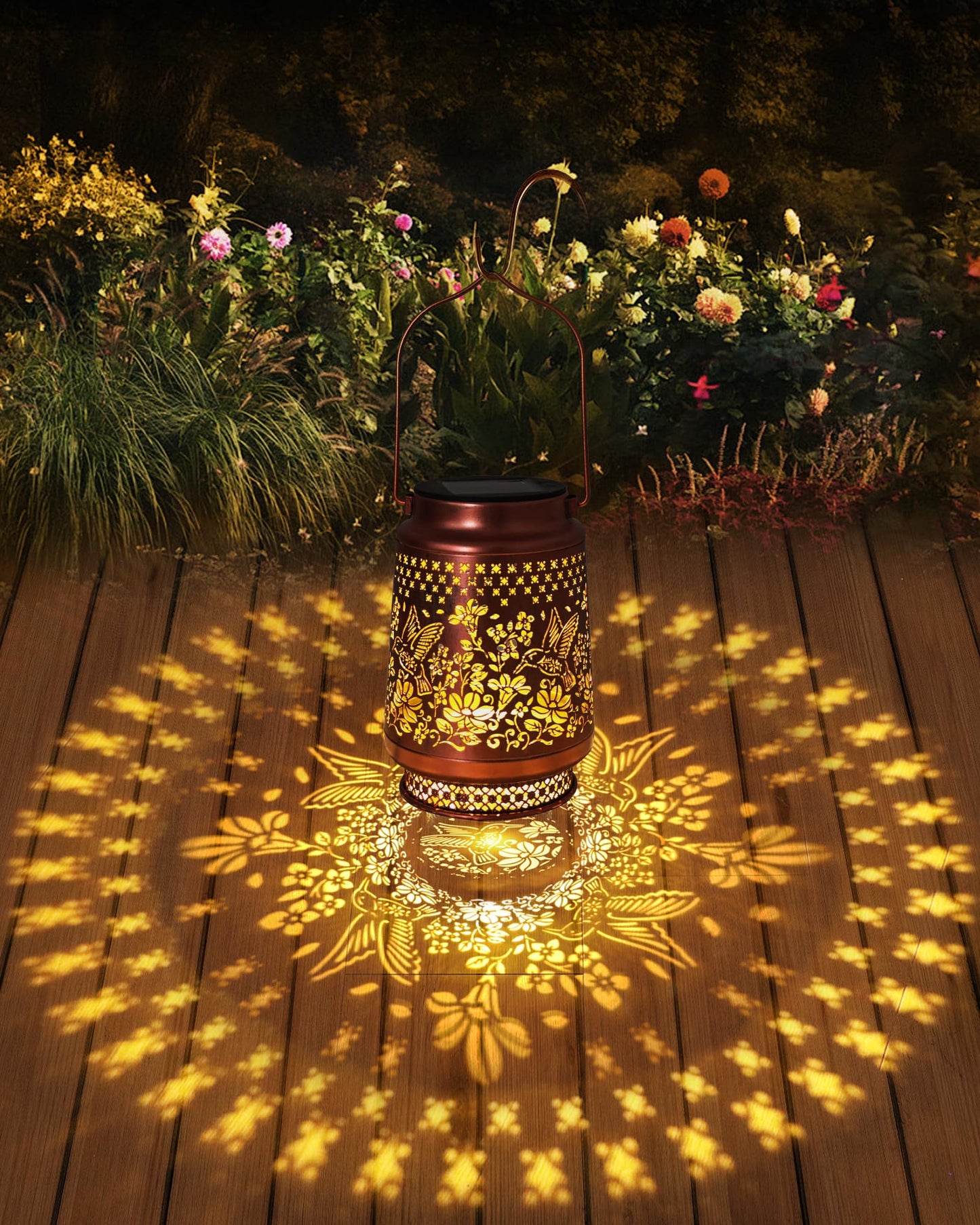 Hummingbird Solar Lanterns Outdoor Waterproof, Garden Decor Birthday Gifts for Women Mom Grandma Sister, Metal Hanging Solar Lights Outside Decorative for Yard Patio Backyard Christmas Decorations