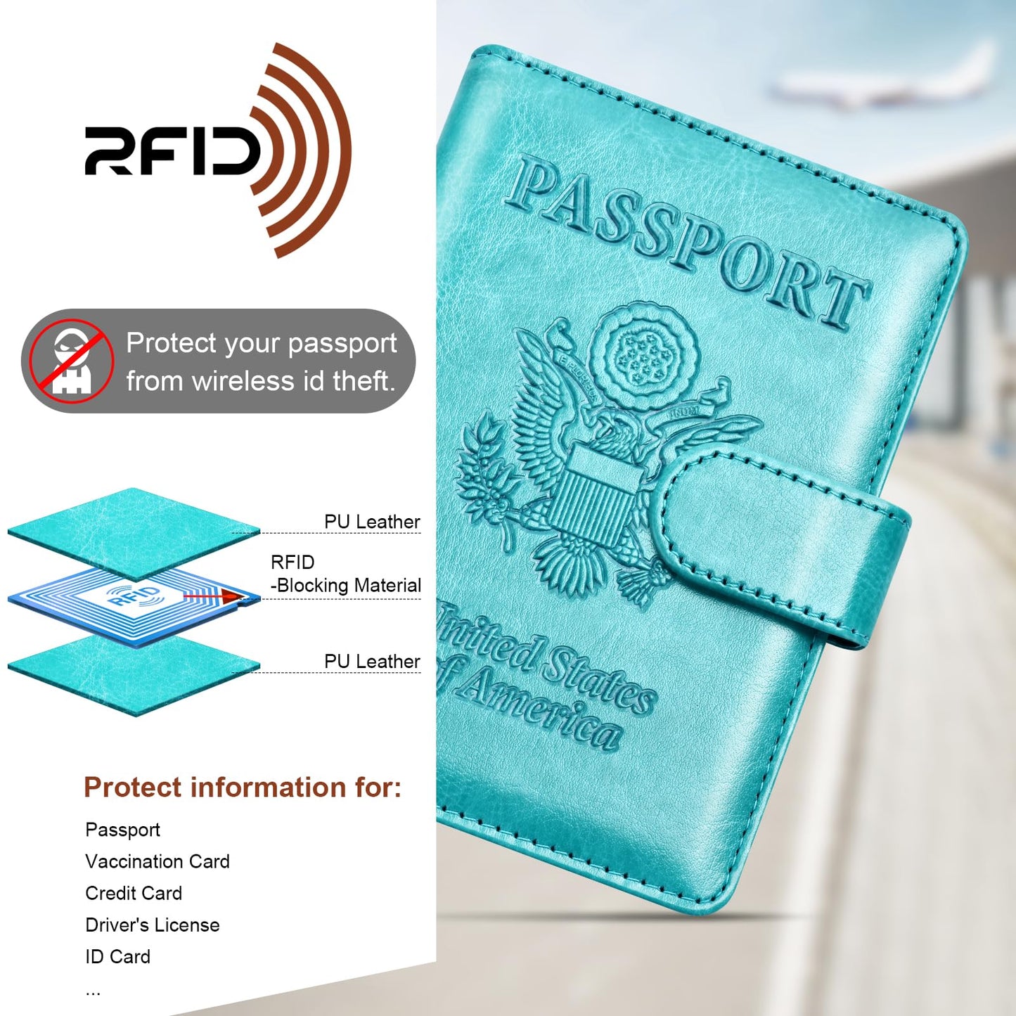 Herain Passport Holder for Travel Cruise Essentials, 2 Pcs Passport Cover Wallet Case Travel Gifts Women Men Family, RFID Passports Book Card Holders Travels Accessories Must Haves
