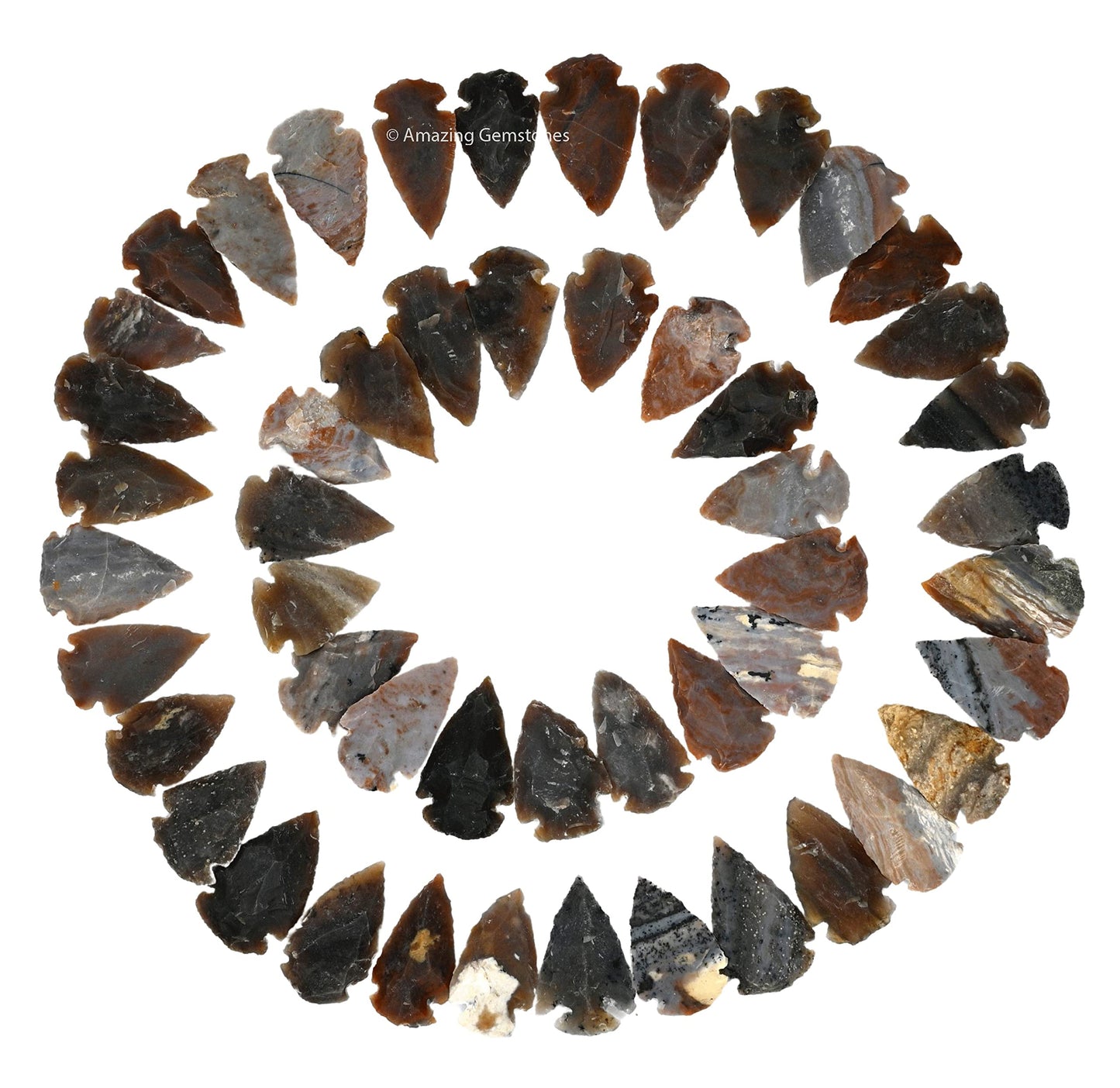 Amazing Gemstone 50 Pieces Fancy Jasper Arrowhead Bulk, Crystal and Healing Stone Flint Rock Arrow Head - 1 to 1.5 Arrowheads for DIY Project Craft Point Jewelry Making