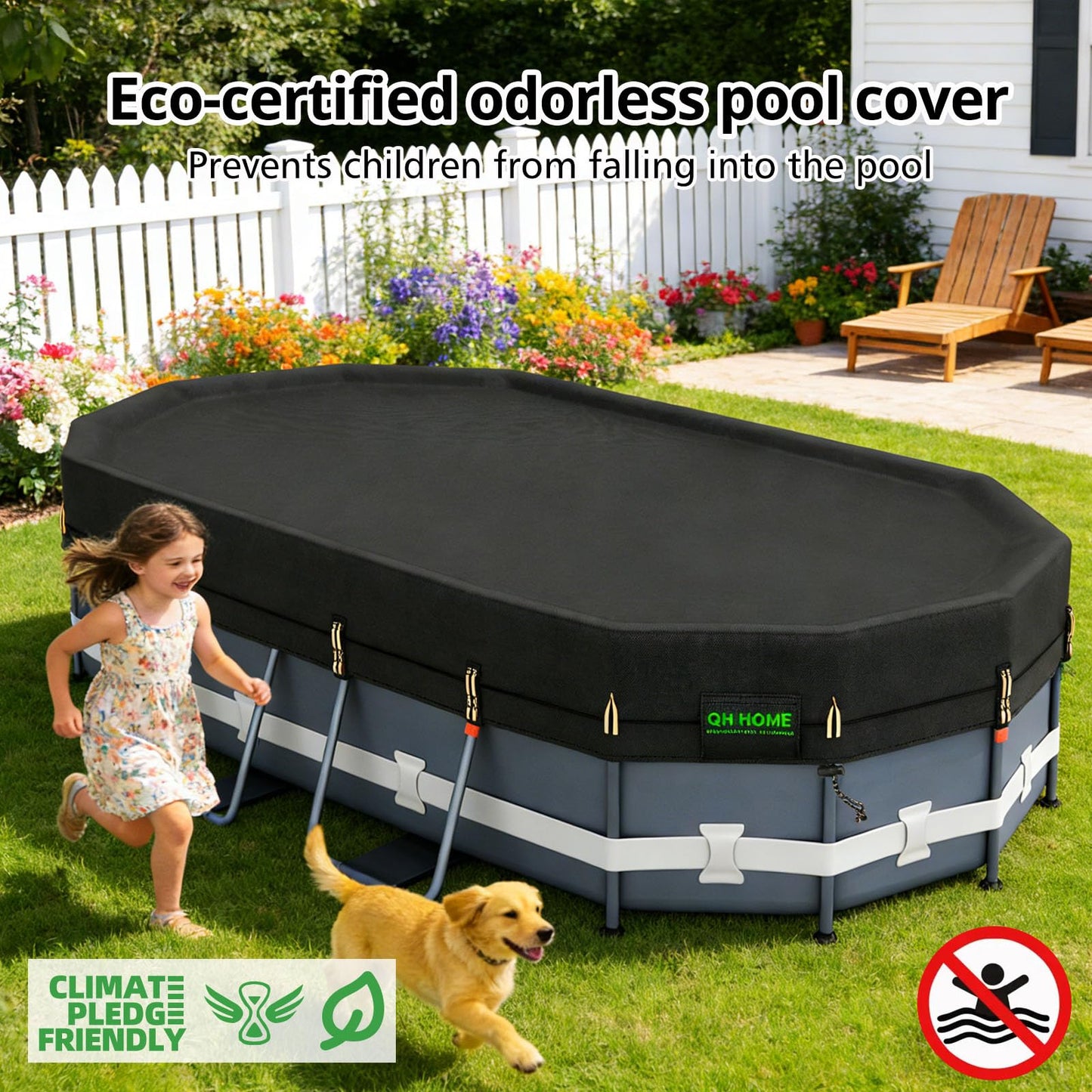 QH.HOME 550D 12x20 Ft Oval Pool Cover [Upgraded Tear Resistant & Quadruple Windpoof] wth Pre-Installed Patented Winch and Rope,Pool Covers for Above Ground Pools Oval-Snug Fit & Waterproof Protection