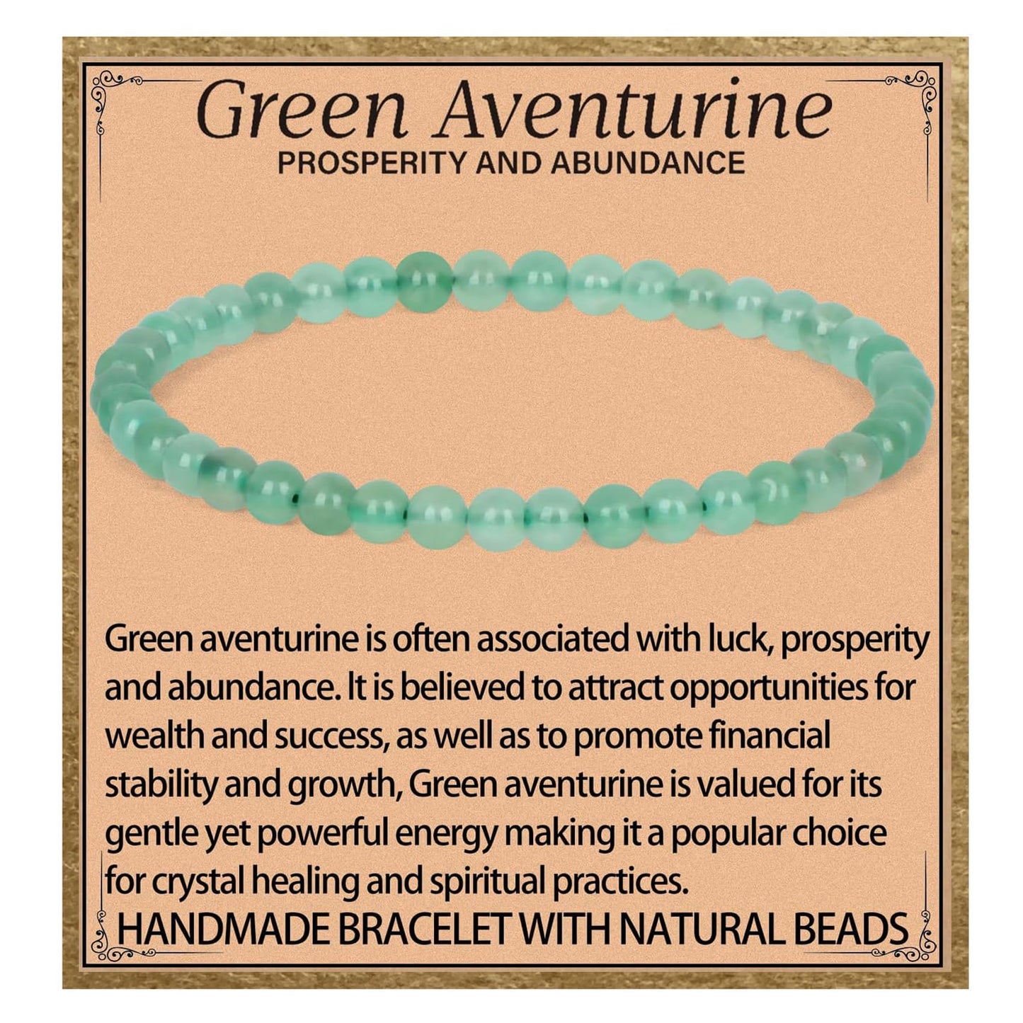 LPBeads Handmade Natural Gemstone Stretch Elastic 4mm Green Aventurine Bracelet Healing Crystal Round Stone Beads Jewelry Gifts for Women Men
