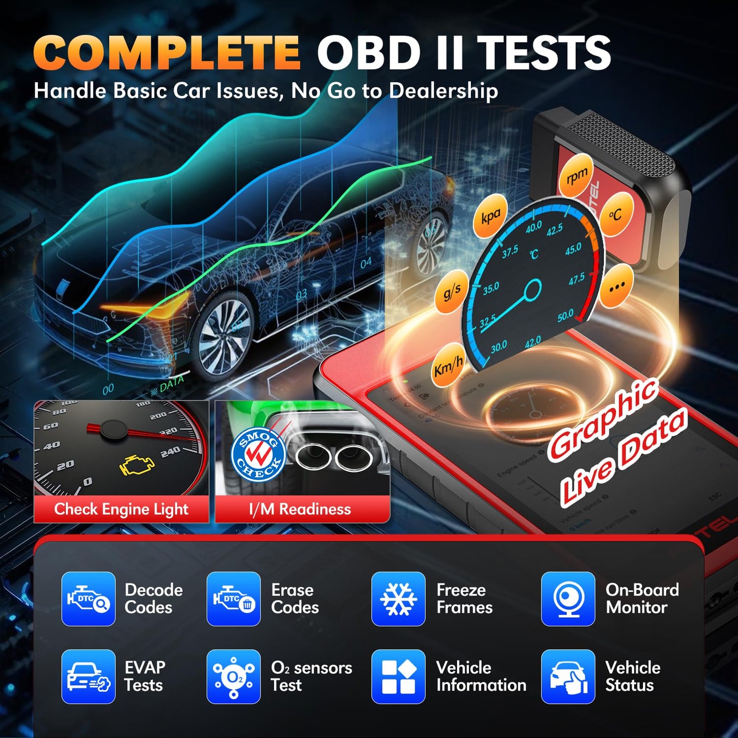 Autel MD909 PRO MaxiDiag OBD2 Scanner, 2026 MD909PRO BT Lite of MaxiCOM MK808S MX808S MK900, CAN FD, All System Diagnostic Tool, Up of MD906 PRO MD808 MD806, 11 Service, Battery Test, Free Update, FCA