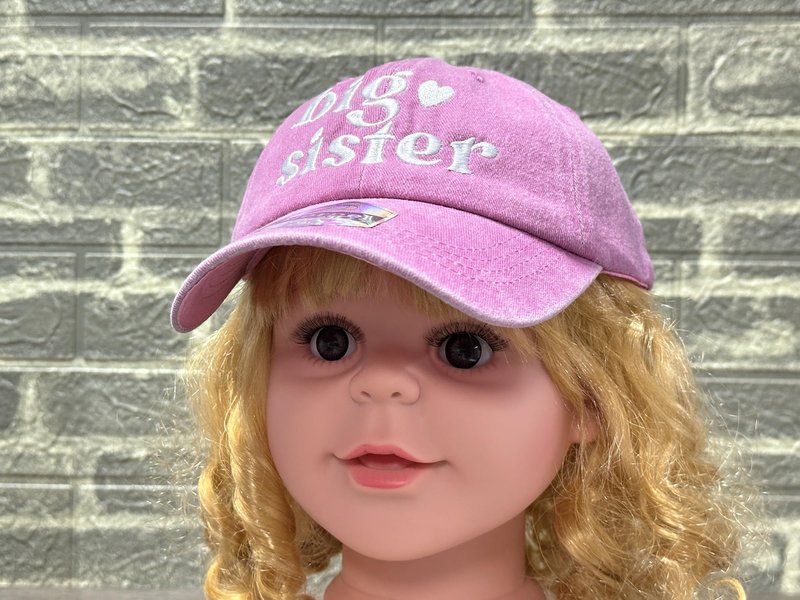 Horpe Big Sis Hat for Girls, Pride Gifts for First Time Sister, Sibling Love Gifts for Kid, Adjustable Cotton Washed Pink Baseball Cap