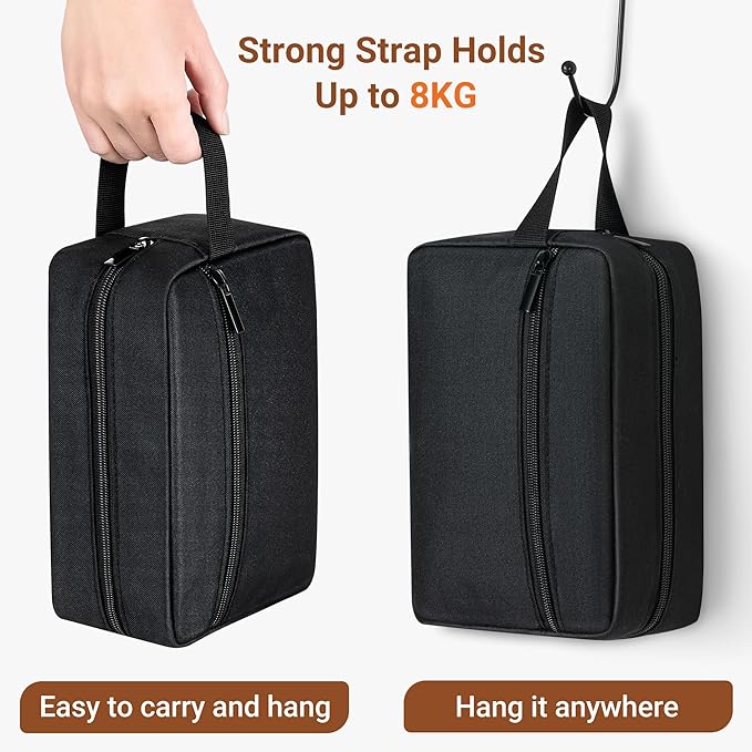 Elviros Travel Toiletry Bag for Women and Men,Lightweight Makeup Bag Hanging Dopp Kit with Shaving Compartment Cosmetic Organizer Small Tool Bag Travel Essentials,Gifts for Men(Black)
