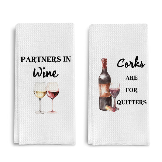Qpenm Funny Wine Kitchen Towel Set, Decor Gifts for Women & Wine Lovers, Funny Tea Towels, 2 x 16x24 Inch