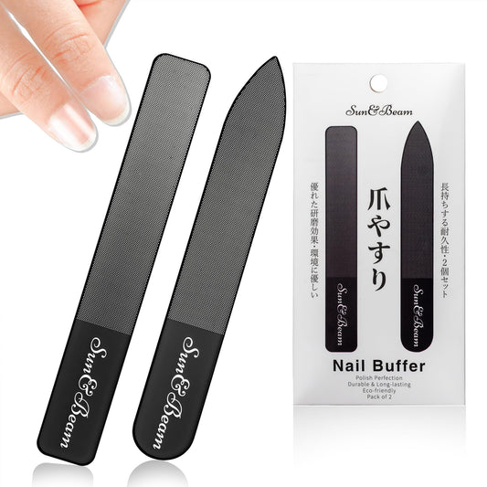 Sun&Beam Nails Glass Nail File Nano Nail Buffers Crystal Shine Polisher Professional Manicure Tools Kit 2Pcs Set