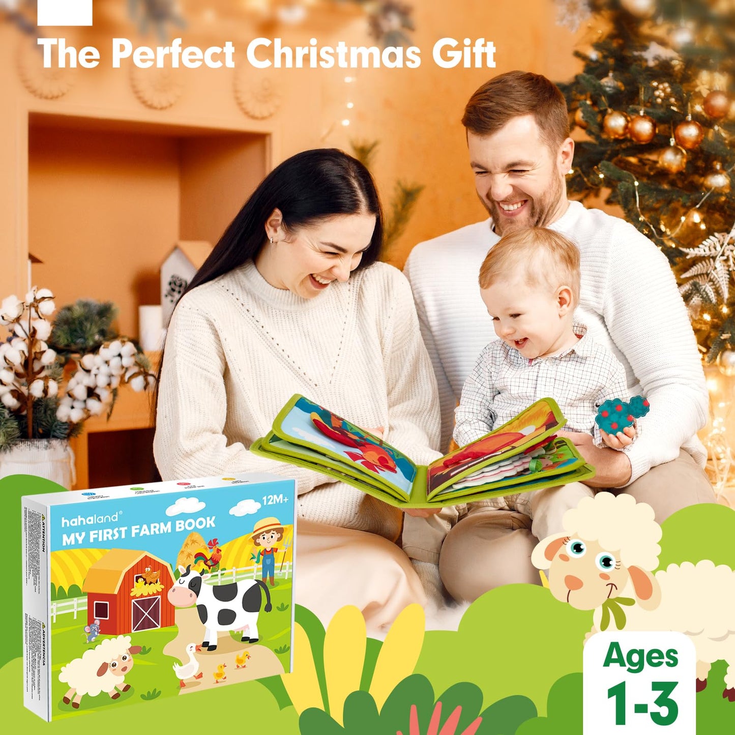 hahaland Busy Book for Toddlers 1-3 - Montessori Toys Busy Board for 1 Year Old Boy Gifts Girl Toys Educational Learning Quiet Activity Books Travel Toy One Year Old Birthday Christmas Toddler Gifts