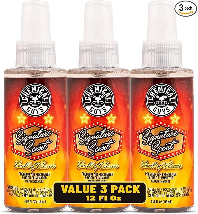 Chemical Guys Signature Scent Air Freshener & Odor Eliminator (4 oz) (3 Pack) â Crisp, Masculine Fragrance Spray for Car, Office & Interior Spaces