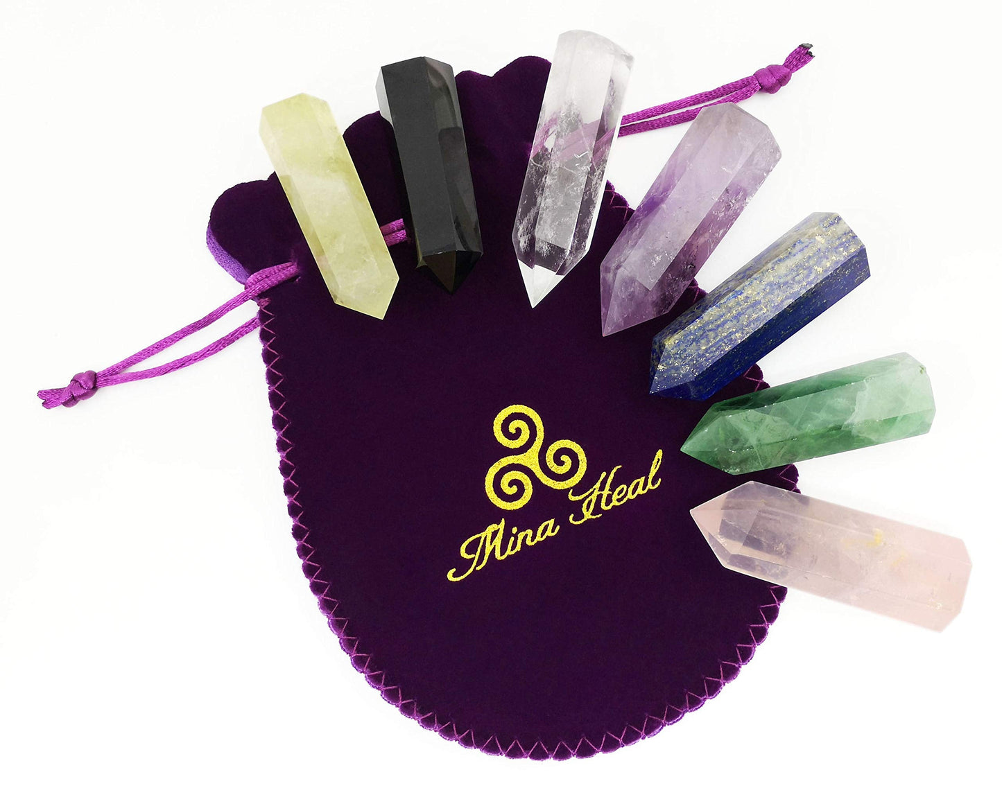 Healing Crystal Wands Point Faceted Prism Bars for Reiki Chakra Meditation Therapy Deco (Set of 7 Wands)
