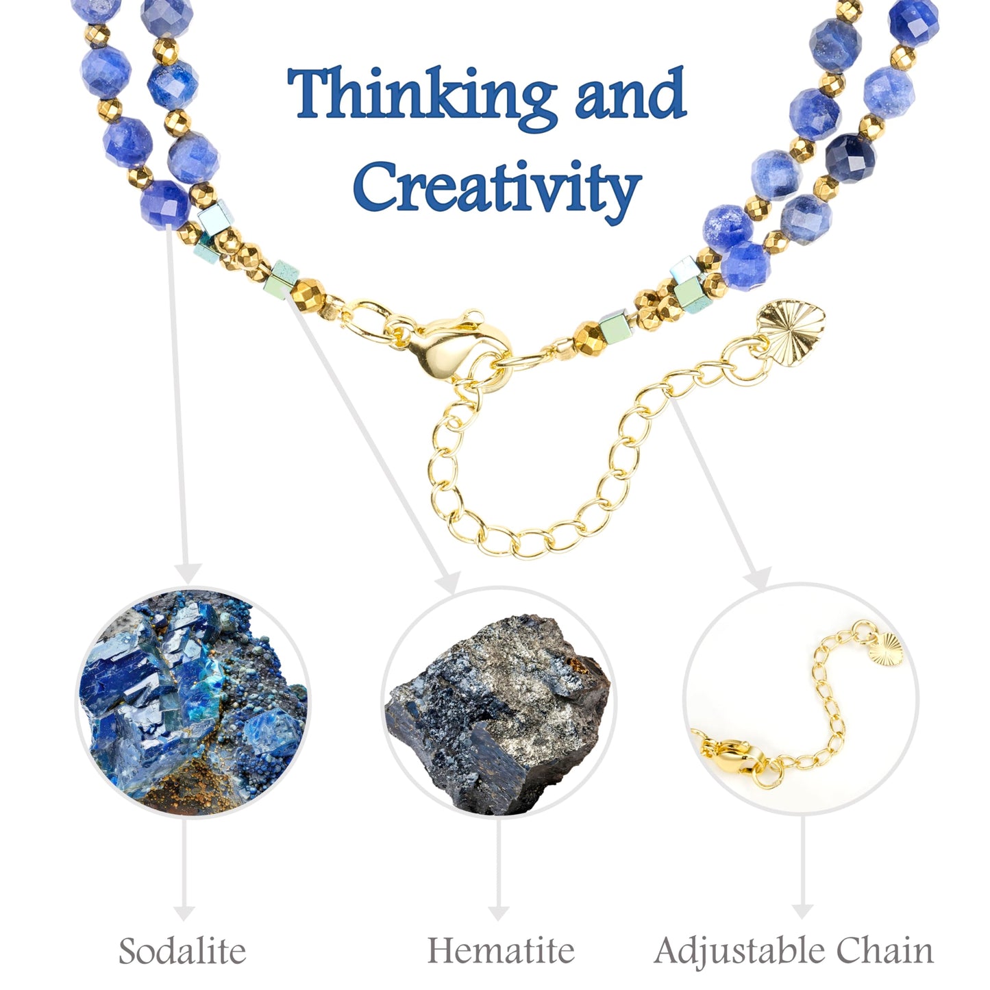 Farfume Sodalite - Thinking - Crystal Beaded Bracelets, Chakra 4mm Natural Stone Beads Bracelets, Gemstone Spiritual Jewelry Gifts for Mother's Day
