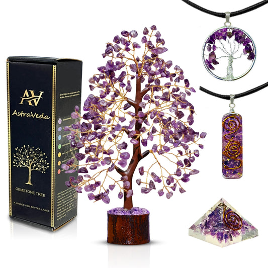 AstraVeda Amethyst Crystal Tree, Chakra Gemstone Gift for Feng Shui Healing