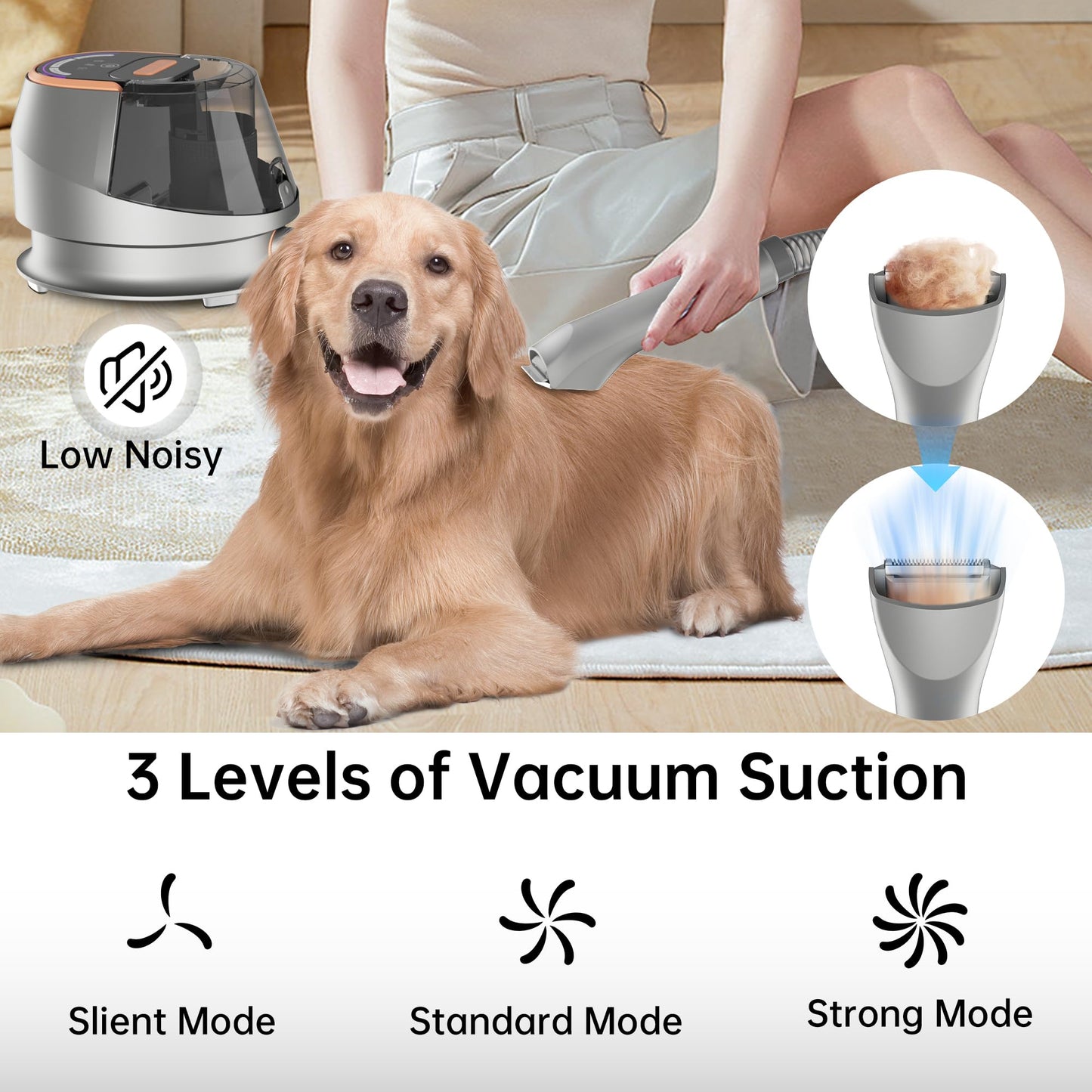 ENCHE 9-in-1 Pet Grooming Vacuum Kit – Dog Hair & Cat Hair Grooming, 18Kpa Suction, 4.5L Dust Bin, 1000W Hot Air Dryer, LED Display, Adjustable Grooming Clippers & Shedding Tool