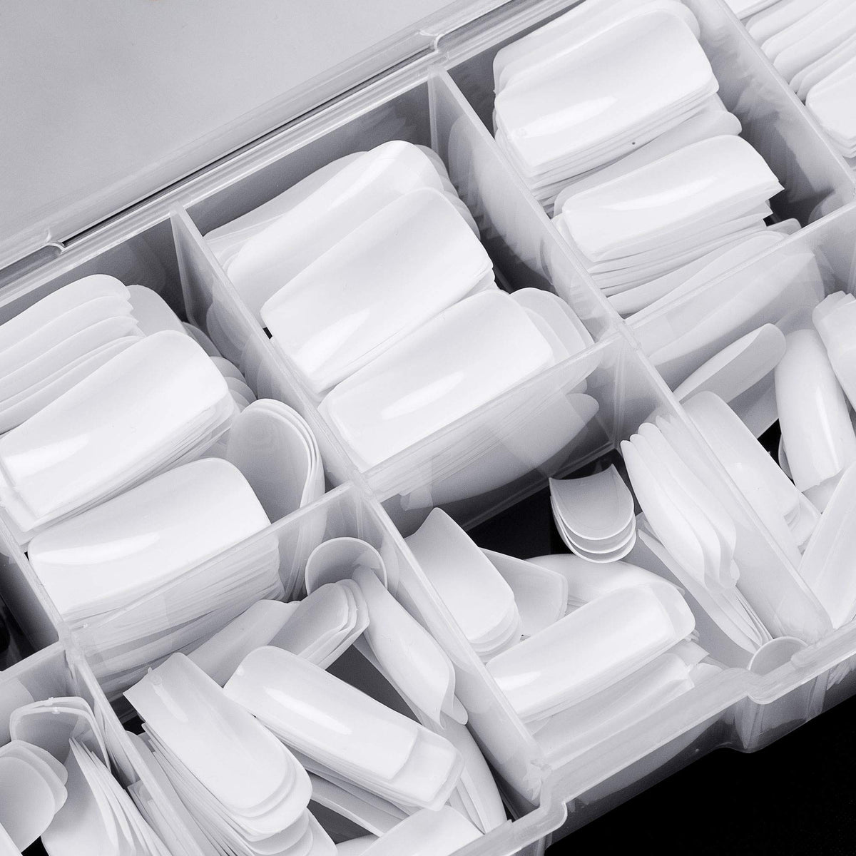 Full Cover Acrylic False Nail Tips, 500PCS Fake Nail Shape Artificial False Nails Tips 10 Sizes with Case for Nail Art Salons and Home DIY (White)