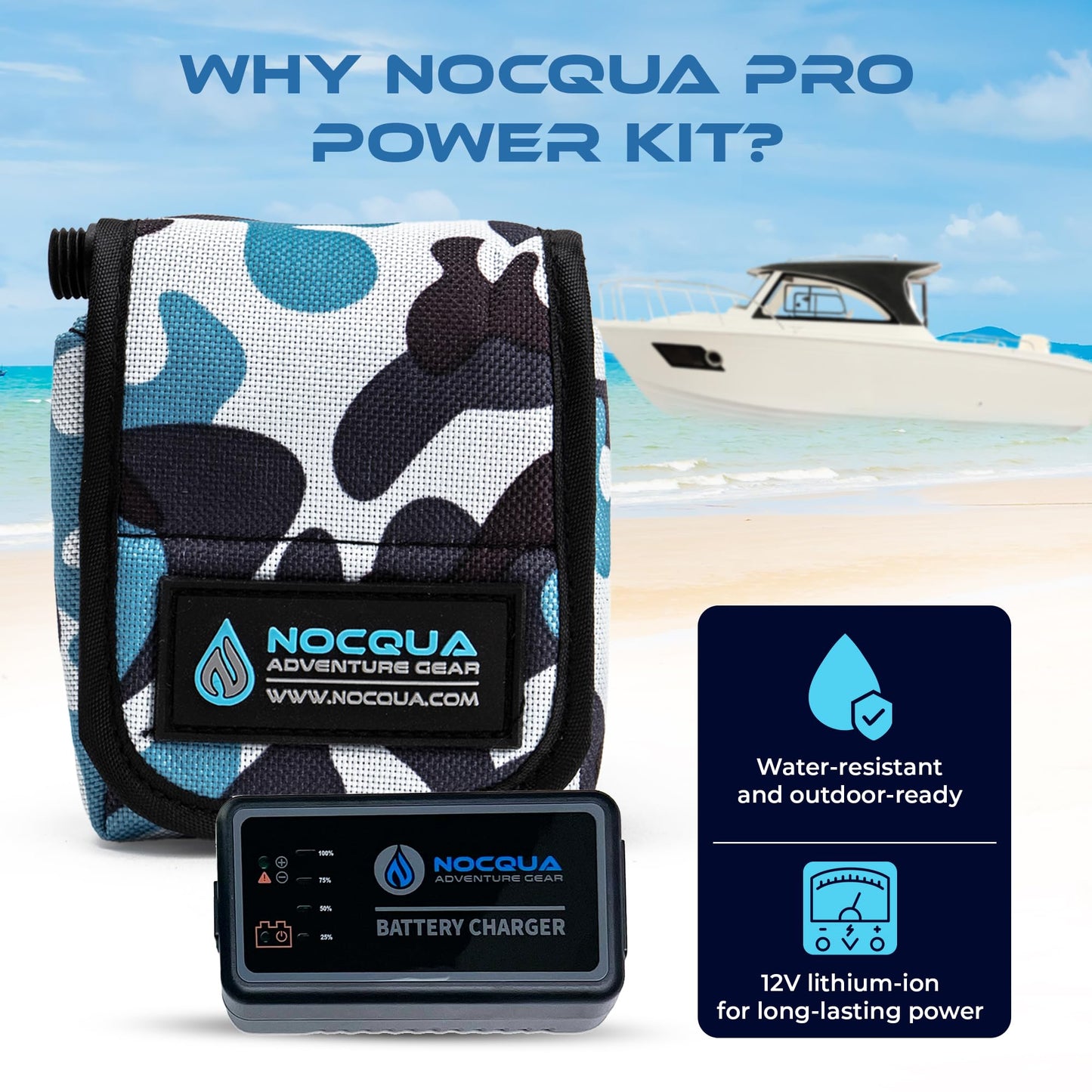 Pro Power 12 Volt Lithium Battery & Charger Kit for GPS, Fish Finders, Depth Finders & Outdoor Electronics, Compact & Portable 20Ah Kayak Battery Power Solution for Marine Adventure, Kayaks & Boating