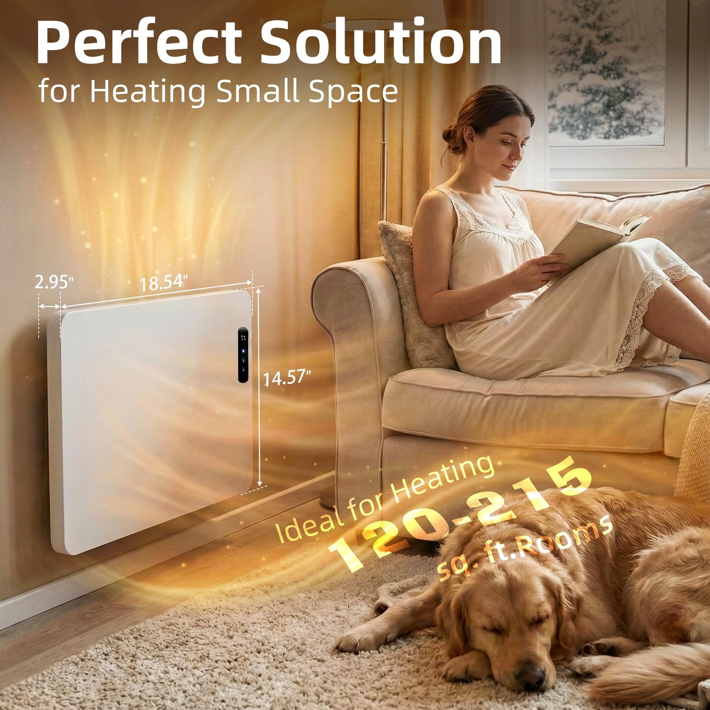 Wall Convection Space Heater Panel, Smart WiFi Wall Mounted Electric Heater for Indoor Use, 400W Energy Efficient Heaters with Remote & APP Control, Quiet Heaters for Bedroom, Office