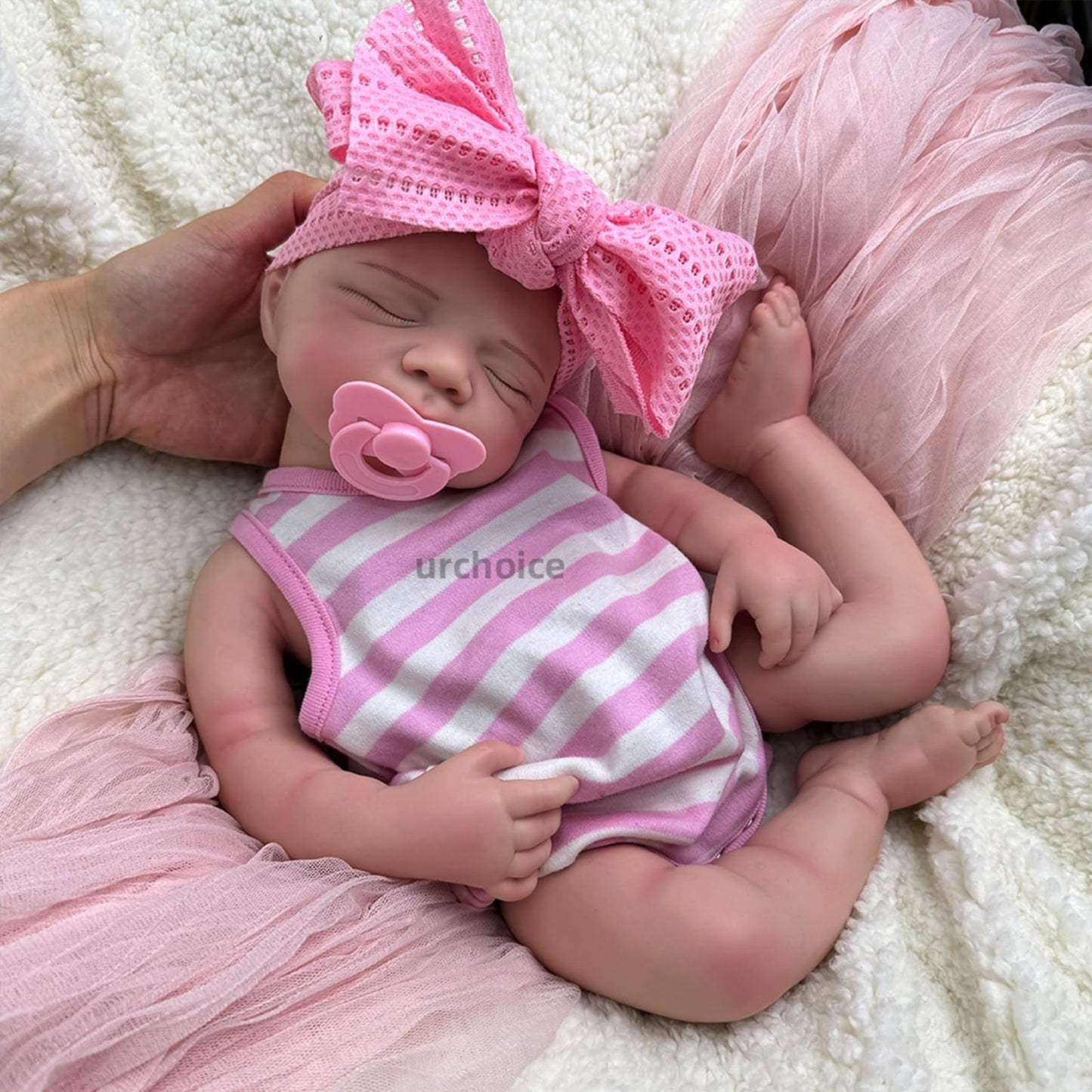Oppaionaho Realistic 19 inch Pascale Girl Open Mouth Full Body Silicone Reborn Baby Dolls, Lifelike Sleeping Newborn Doll Anatomically Correct (Girl)