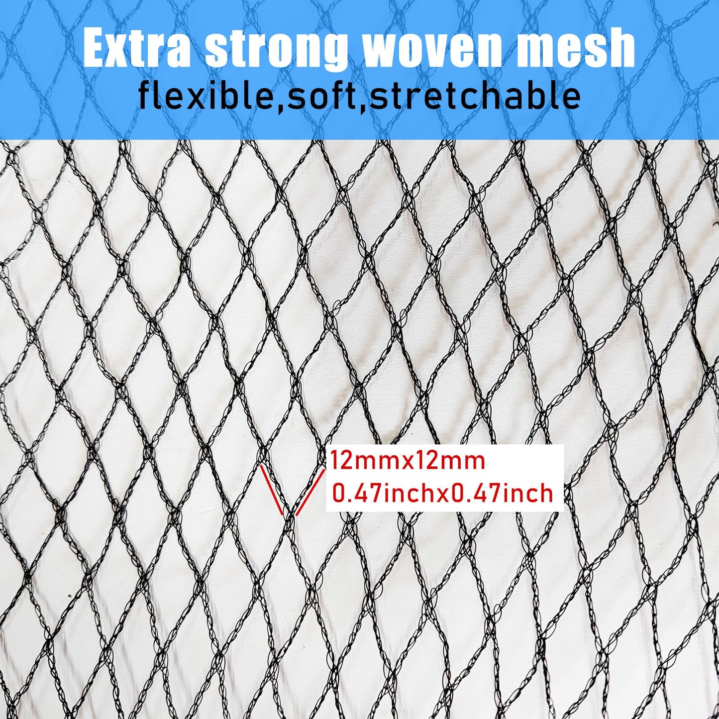 18 Feet Round Leaf Net Cover for Above Ground Pool, Mesh Cover with 12 Pcs Large Metal Clips，Pool Safety Net Fits 18FT Above Ground Pools, Keeps Leaves Out of Your Pool