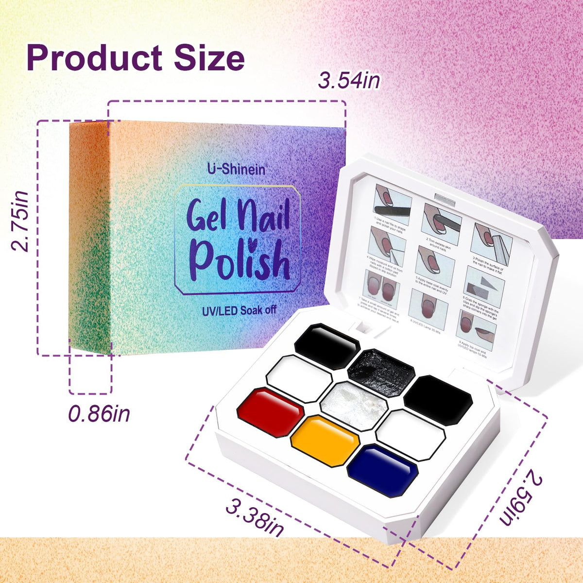 U-Shinein Gradient Painting Gel, 9 Colors Ombre Plaster, 3D Sculpting Gel Three Primary Colors Nail Polish for Pigment Pat Aura Nails French Manicure Palette SculptraHue Master Kit