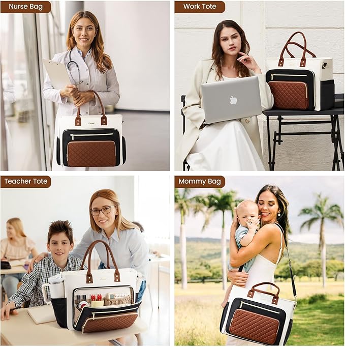 LOVEVOOK Laptop Tote Bag for Women, Teacher Work Bags With Laptop Compartment, Computer Laptop Bag With Large Cup Holder, Professional Briefcase Business Large Handbag Gifts, 17 Inch Dark Teal