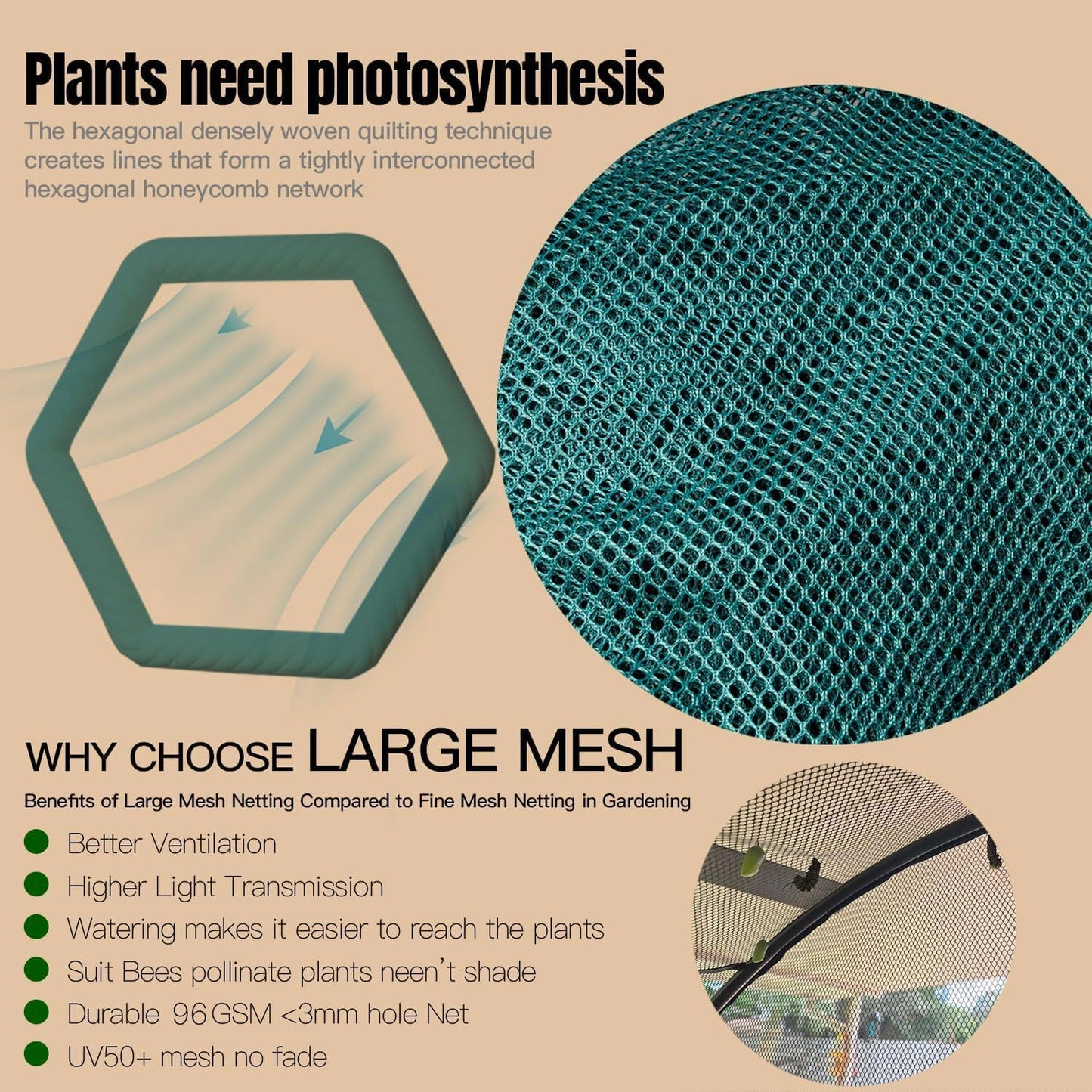 Poray Large Tunnel 10FTx6FT Plant Netting Cover, 6FT Tall Crop Cage Tomato Netting,Pest Guard Cover for Vegetables &Fruits,Durable Gardening Net for Plant and Animal