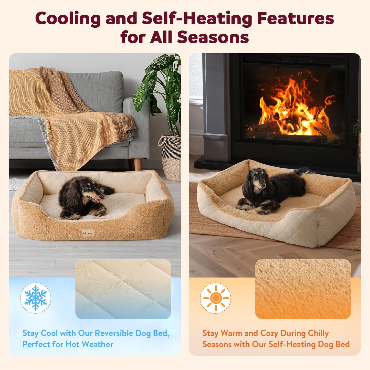 Cooling Orthopedic Dog Beds Large Sized Dogs - Memory Foam for Joint Pain & Arthritis, Big Dog Couch w/Washable Removable Cover & Waterproof Liner, Pet Bed w/Raised Bolster & Non-Slip Base