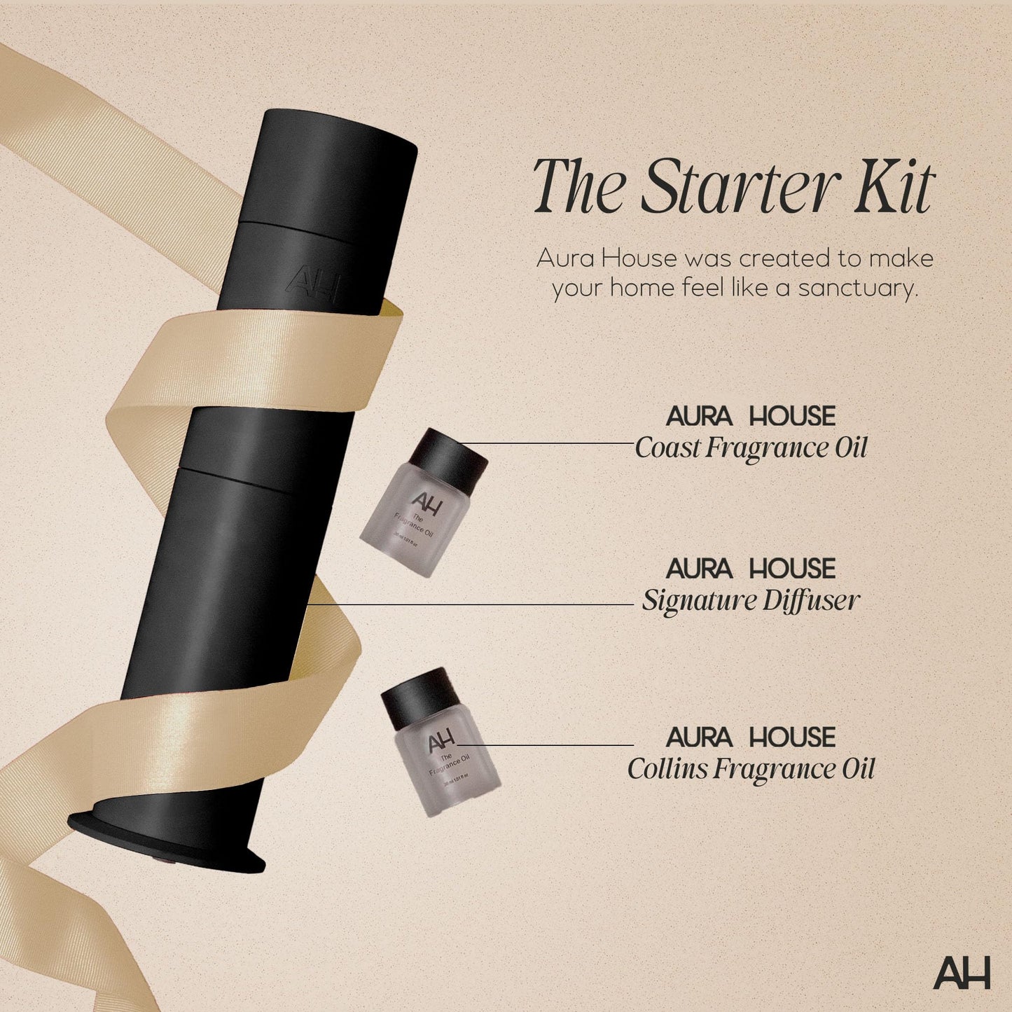 Aura House Smart Cold Air Diffuser & Fragrance Oil Duo – Bluetooth App-Controlled Diffuser for Home (Collins & Coast 30 ml Oils) – Hotel-Inspired Scents, Effortless Ambiance