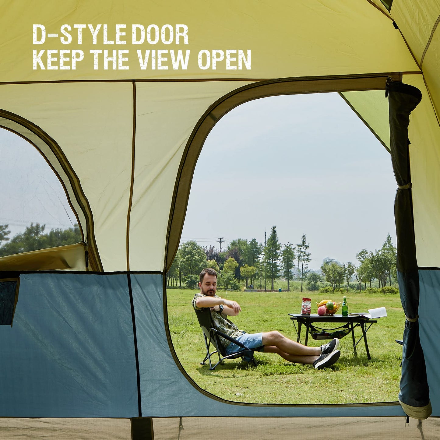 Portal 8 Person Instant Tent for Camping, Large Water Resistant Cabin Family Tent Easy Setup with 5 Large Mesh Windows, Rainfly, Carry Bag