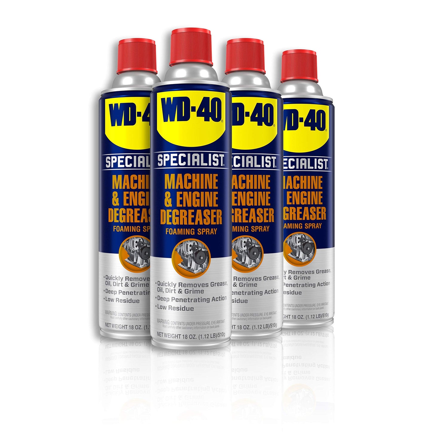 WD-40 Specialist Machine & Engine Degreaser Foaming Spray, 18 OZ [4-Pack]