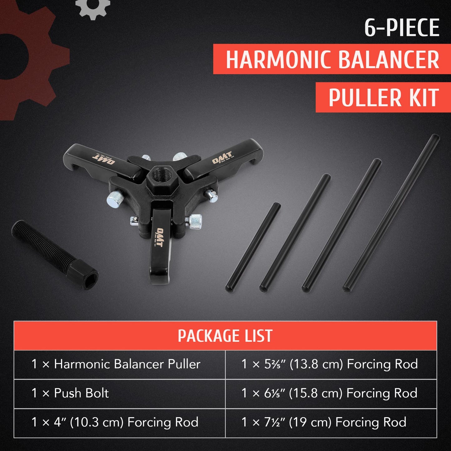 Orion Motor Tech Harmonic Balancer Puller Kit, Adjustable 3-Jaw Puller Set for Removing Harmonic Dampers & Balancers, 3-Jaw Pulley Puller Set Compatible with Chevy GM Chrysler Cadillac Ford More