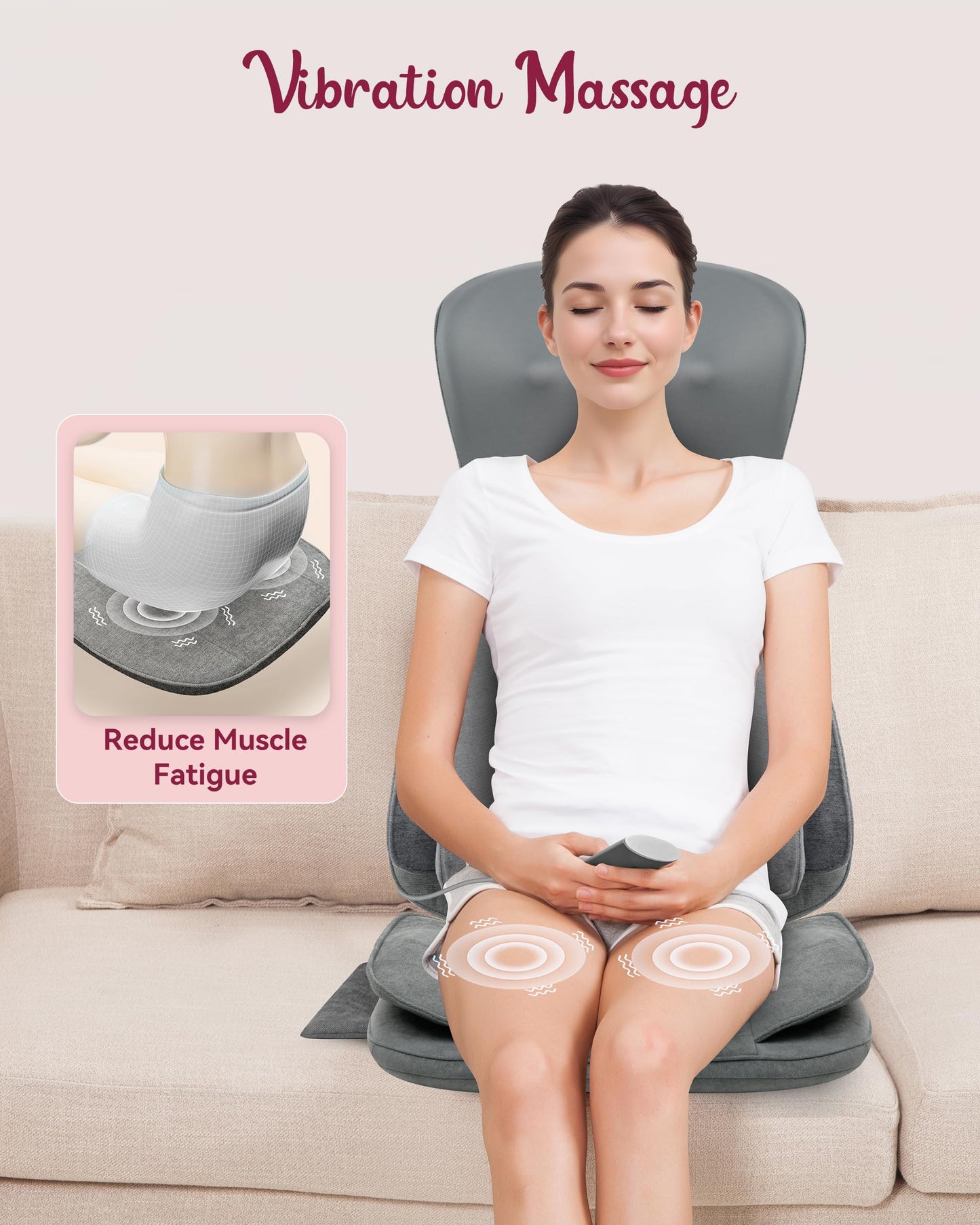 THERAZZAGGE Shiatsu Neck Back Massager with Heat, Massage Chair Full Body with Compression, Chair Massage Pad with Vibration, Seat Massager for Home, Office Chair Use