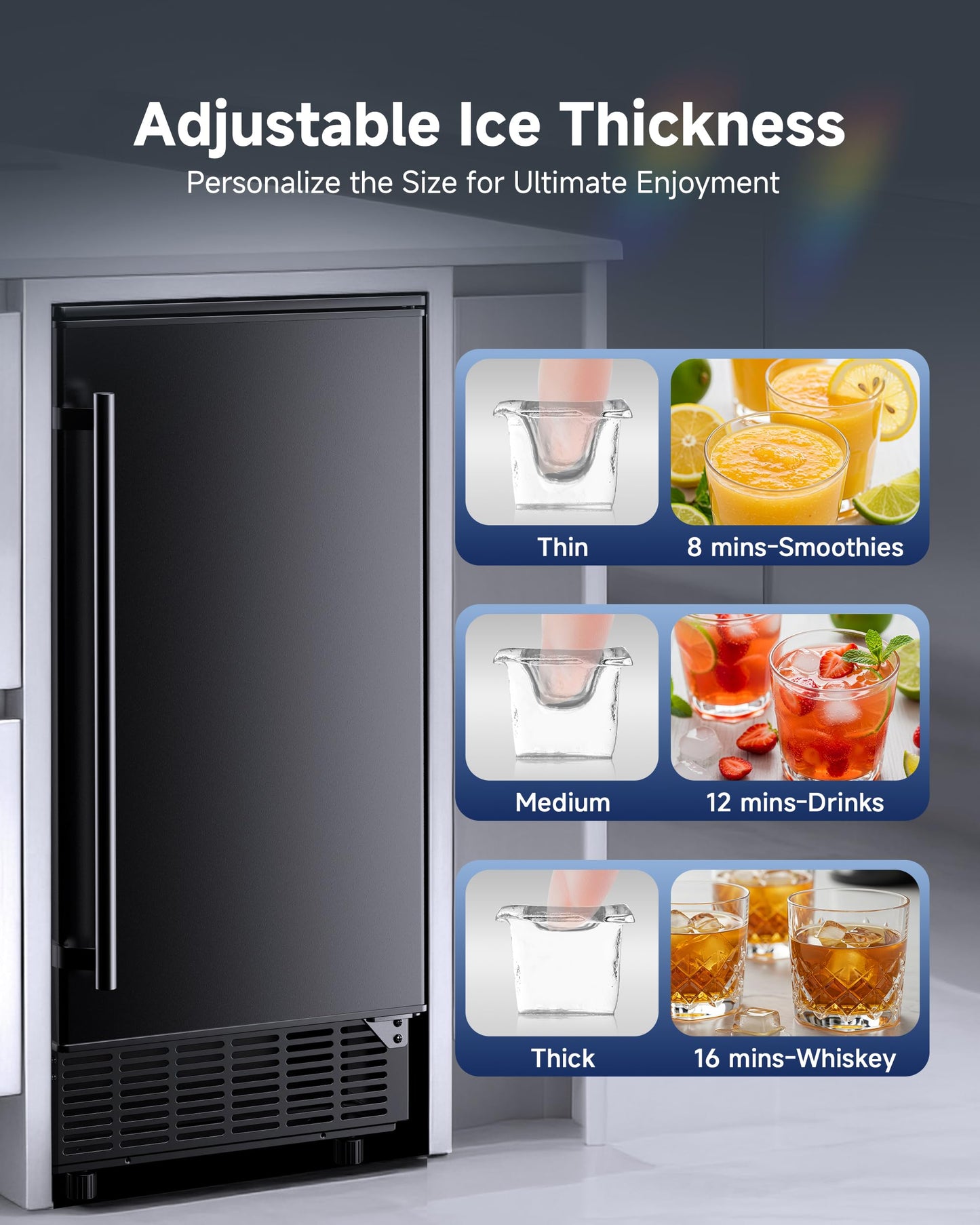 ICEVIVAL Under Counter Ice Maker with Drain Pump, 80Lbs/Day, 24Lbs Storage, Auto Clean, 24H Timer, Built-in Freestanding Ice Machine for Home, Bar, Cafe (Commercial Grade)
