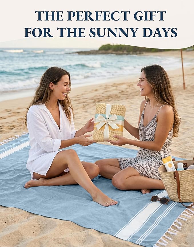 LANE LINEN Beach Towel 4 Pack, Oversized Beach Towels for Adults, Lightweight Travel Beach Towels, Pre-Washed for Soft Hand Feel, Quick Dry Beach Towels, 39"x71" - Sky Blue