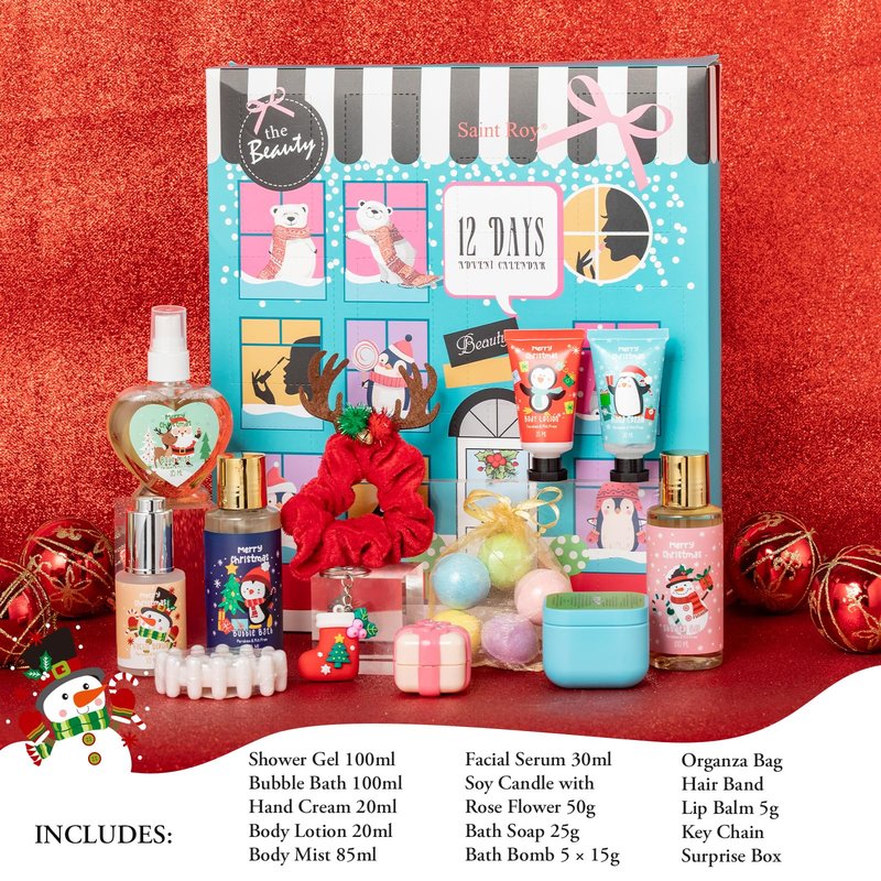 16 Pcs Advent Calendar 2025 Christmas Gifts for Women Mom - Luxury 2025 Gift Box for Christmas, Bath and Body Gift for Sister, Gift Baskets Set for New Year Gift, Christmas Bath and Body Gift Set