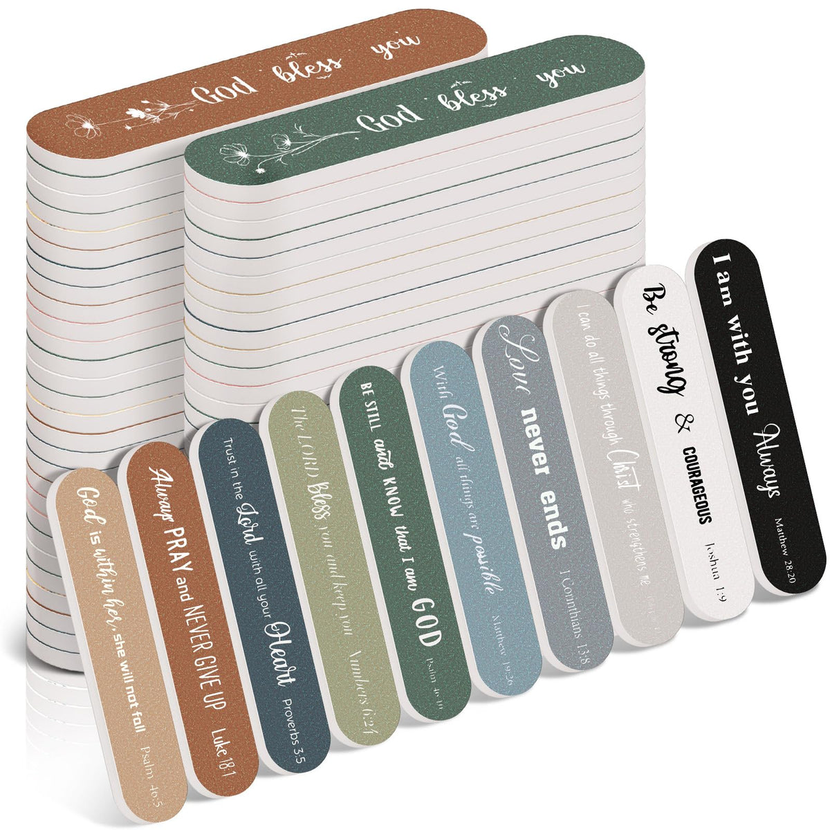Lanties 50 Pcs Christian Gifts Bulk for Women Scripture Mini Nail Files Christian Party Favor Bible Verse Emery Boards Religious Gifts for Teacher Employee Staff Coworkers Office Supplies