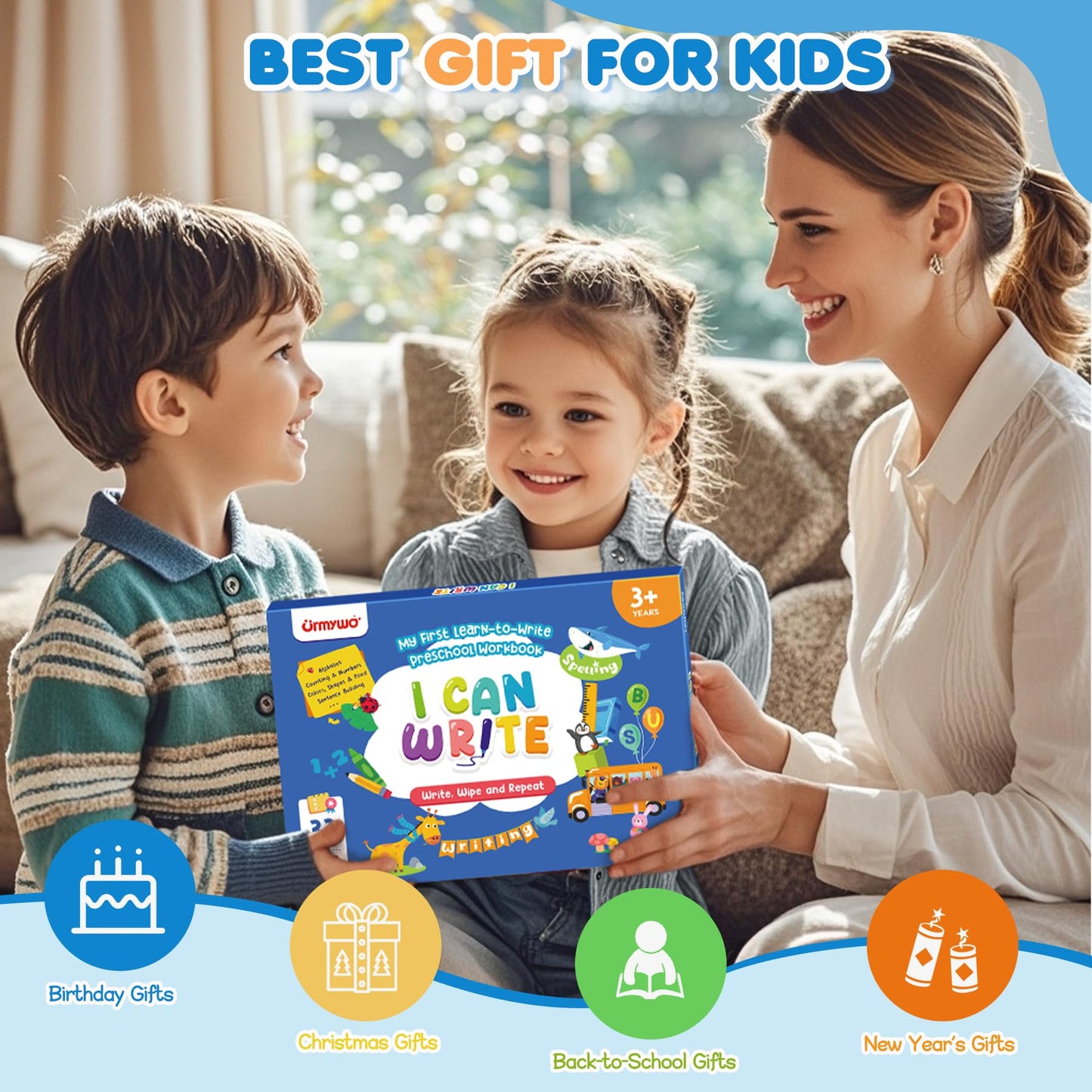 Preschool Learning Activities Kindergarten Workbooks, Toddler Alphabet Learning Educational Toys for 2 3 4 5 Year Old, Pre k Montessori Handwriting Practice, Tracing Activity Books for Kids Ages 3-8