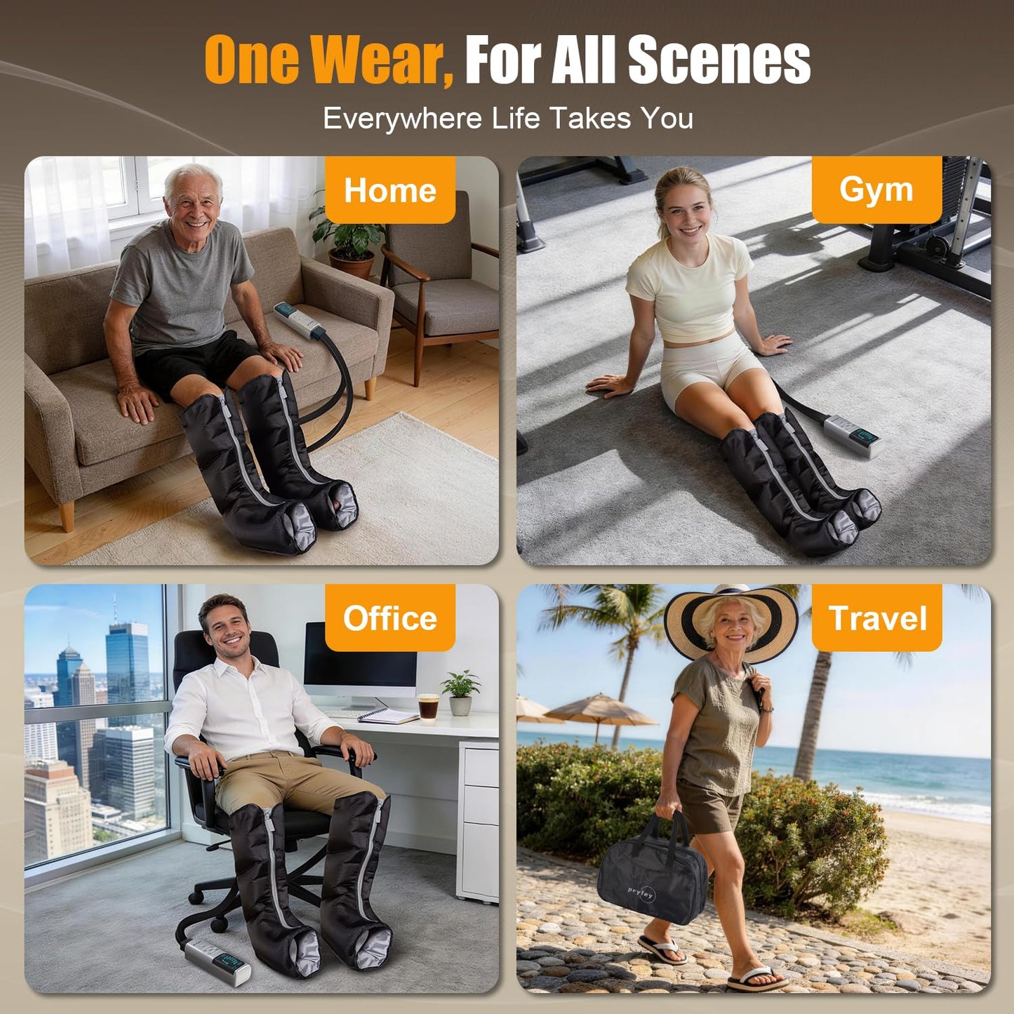 pryfey Leg Massager with Heat and Compression, Foot and Calf Massager for Circllation and Pain Relief, 12 Intensity, 6 Modes,3 Heating, Compression Boots for Muscle Recovery, Mother's Day Gifts