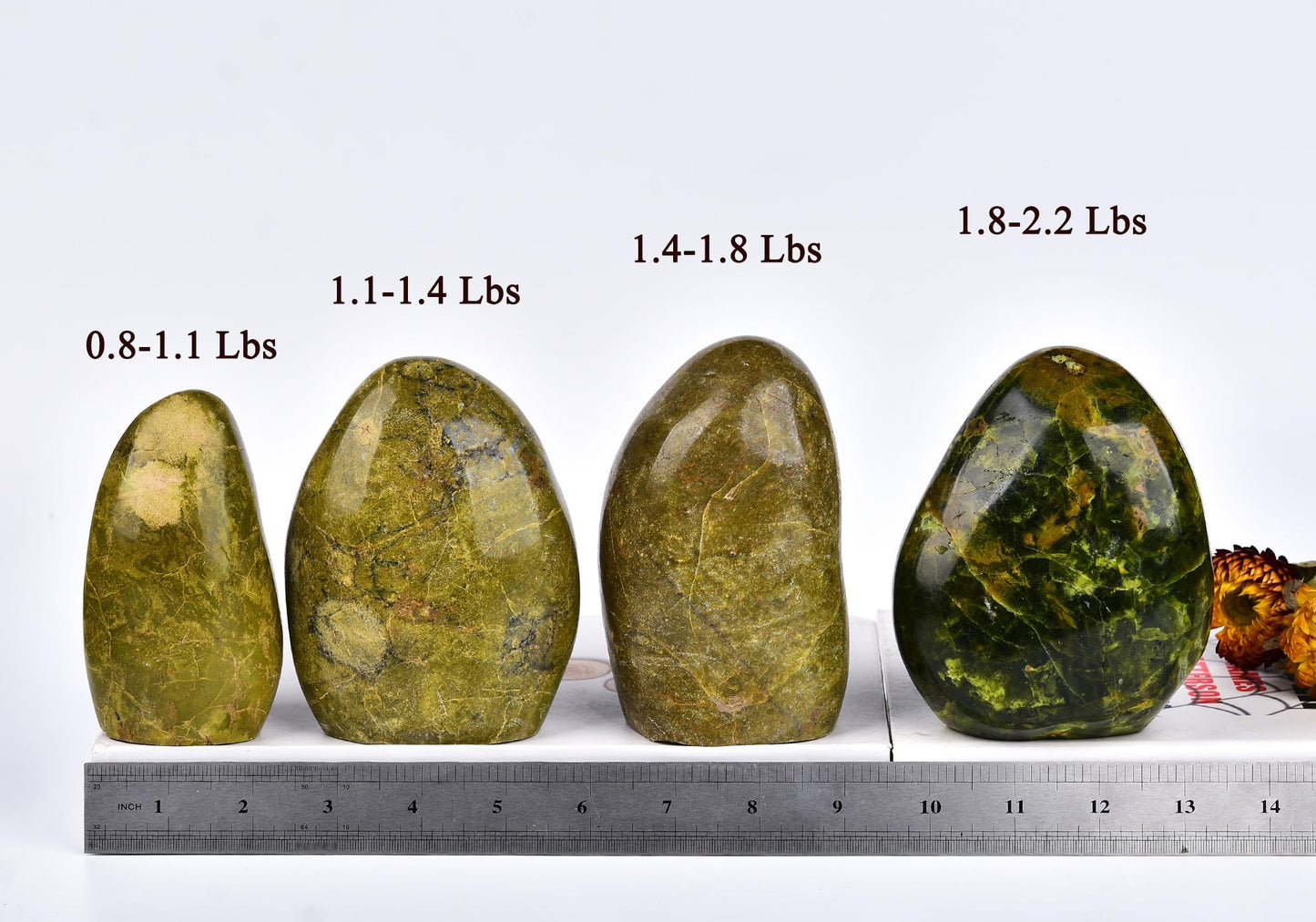 AMOYSTONE Natural Green Opal Polished Worry Stone for Anxiety Relief - Handheld Healing Crystal Reiki Gemstone, Pocket Size Decorative Stone (Mini 0.3~0.5 LBS)