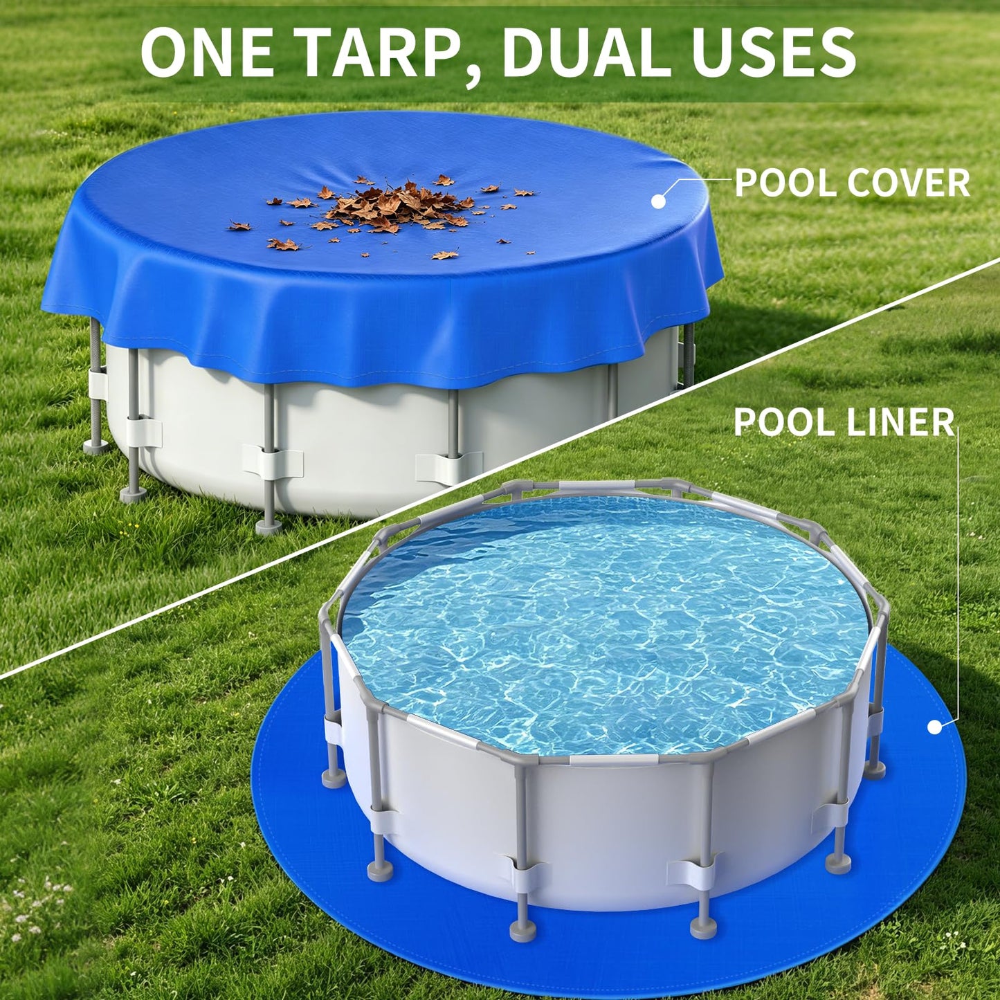 24FT Round Pool Liner Pad for Above Ground Pools, 180 GSM Heavy-Duty Puncture Resistant Under Mat, Underlayment Outdoor Tarp Protector for Lawn Concrete, Pool Floor Base Pad, Extends Liner Life