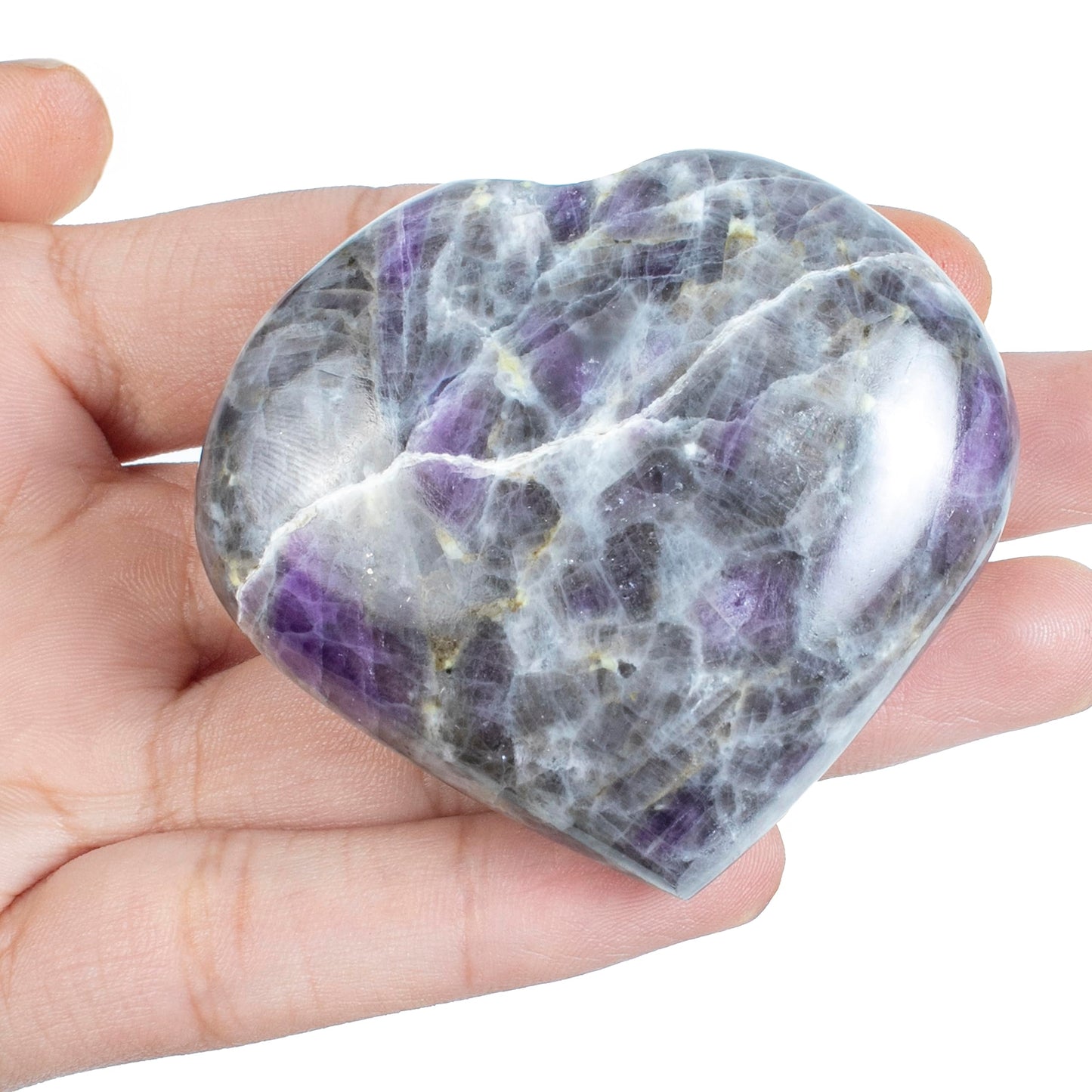 Crocon 50mm Morado Opal Heart Stone Big Heart Shape Puff Stones Set 450+ Carats Pocket Crystal Healing Tumble Collection Palm Worry Stone Good Luck Charm Meditation Gift Craft Home Decor
