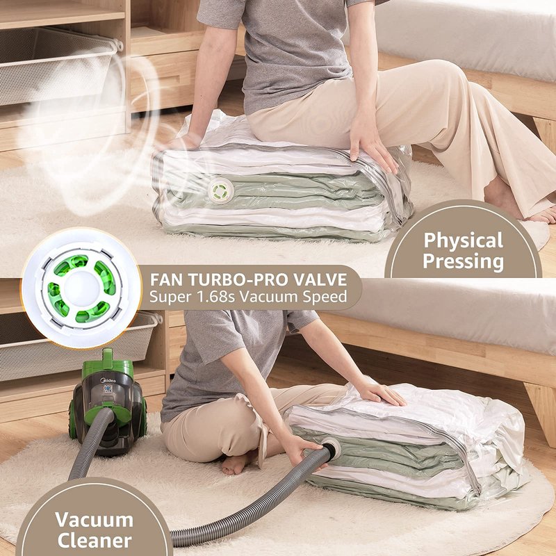 LEVERLOC 6 Pack Vacuum Storage Bags, Extra Large Cube (40x28x18x18 Inch), Vacuum Seal Bags for Comforters Pillows Blankets Bedding Clothing, Space Saving Organizer